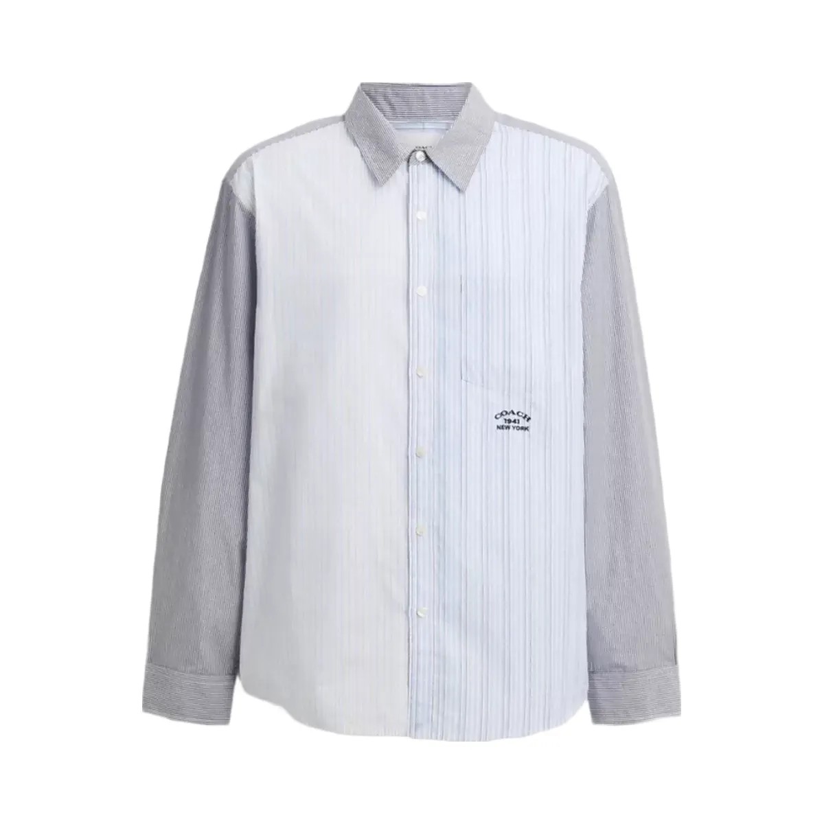Coach Mashup Stripe Shirt in Blue Blue Multi - HypeFly India View 1