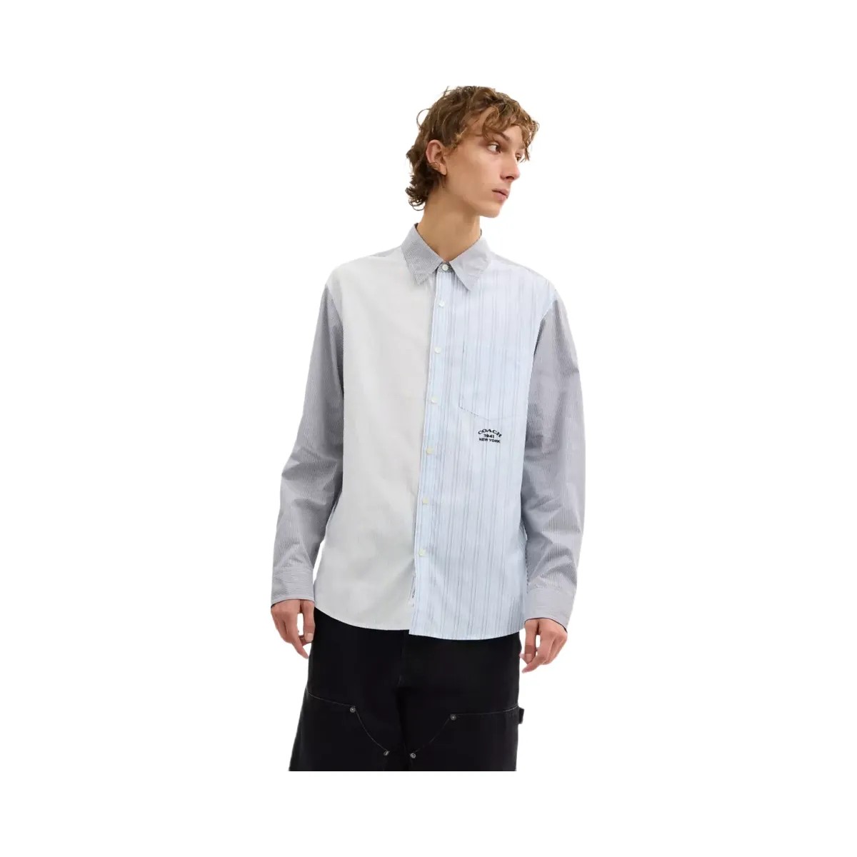 Coach Mashup Stripe Shirt in Blue Blue Multi - HypeFly India View 2