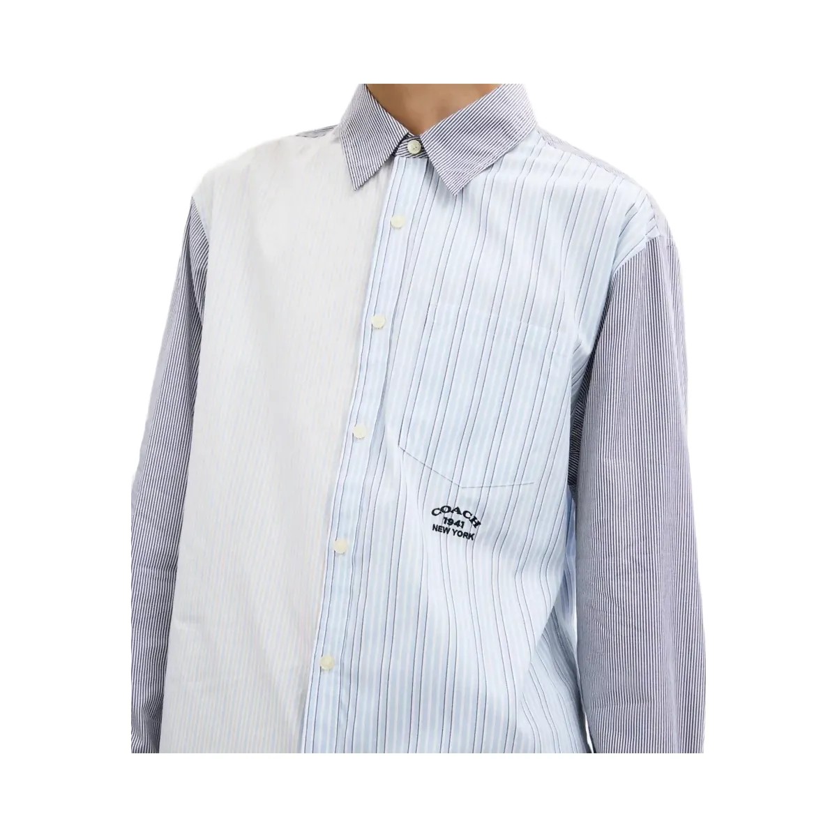 Coach Mashup Stripe Shirt in Blue Blue Multi - HypeFly India View 4