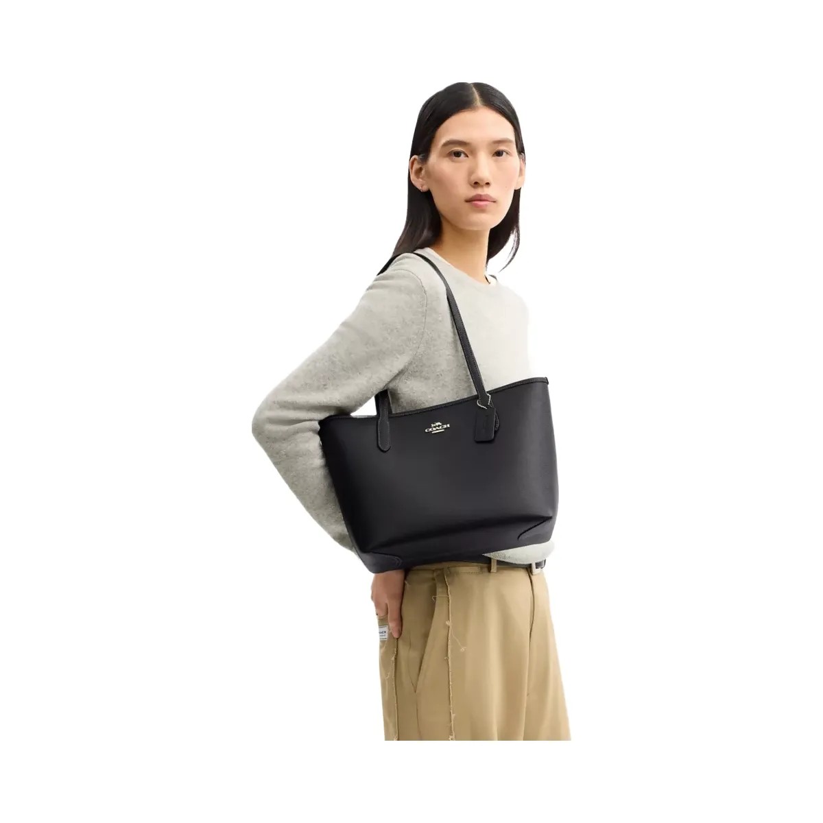 Coach Medium City Tote Bag in Gold Black - HypeFly India View 6