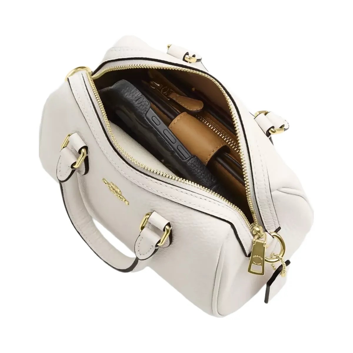 Coach Mini Rowan Crossbody Bag in Gold Chalk - HypeFly India View 3