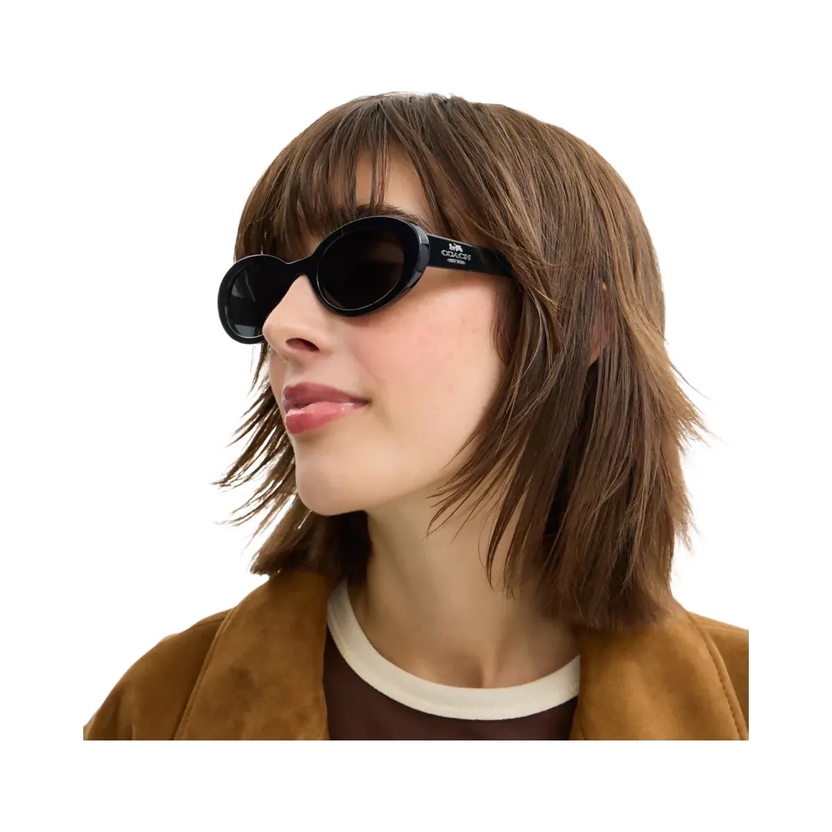 Coach Narrow Oval Sunglasses in Black - HypeFly India View 4