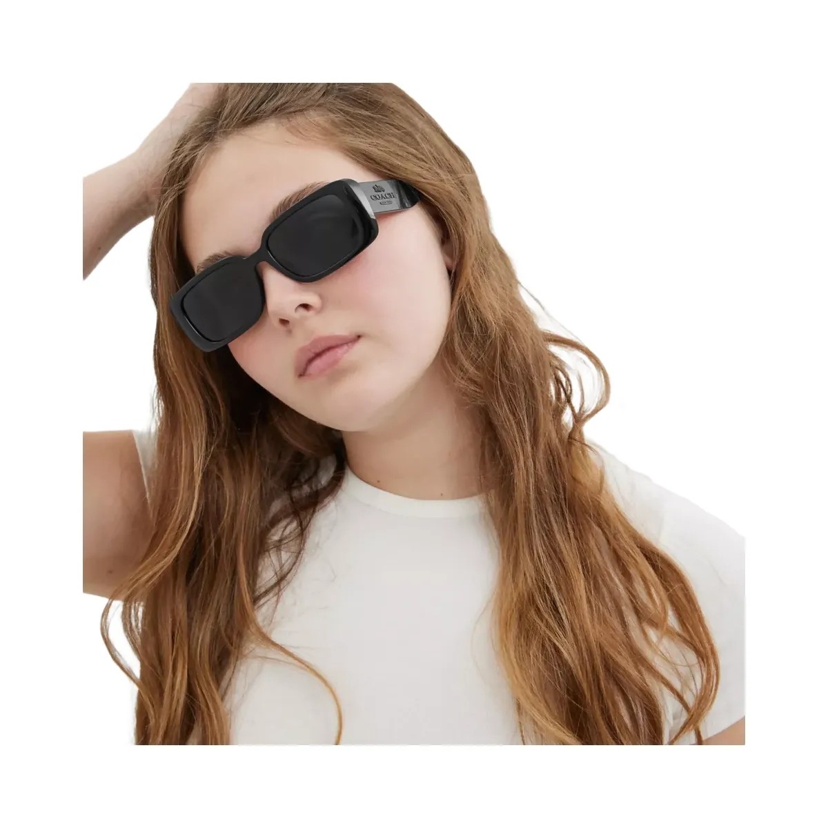 Coach Narrow Rectangle Sunglasses in Black - HypeFly India View 2