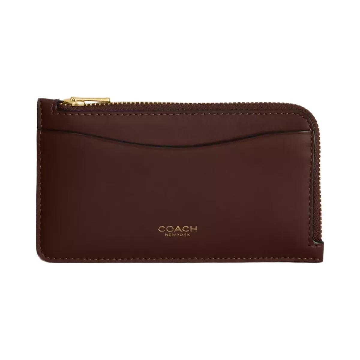 Coach New York Zip Card Case in Brass Maple - HypeFly India View 1