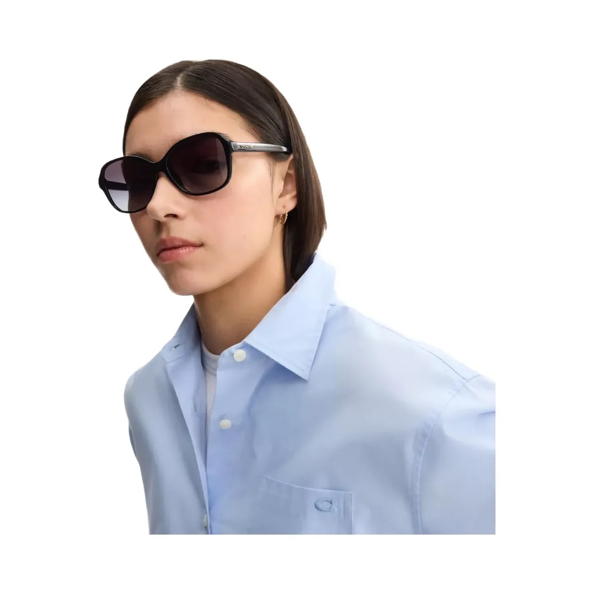 Coach Oversized Oval Sunglasses in Black - HypeFly India View 2