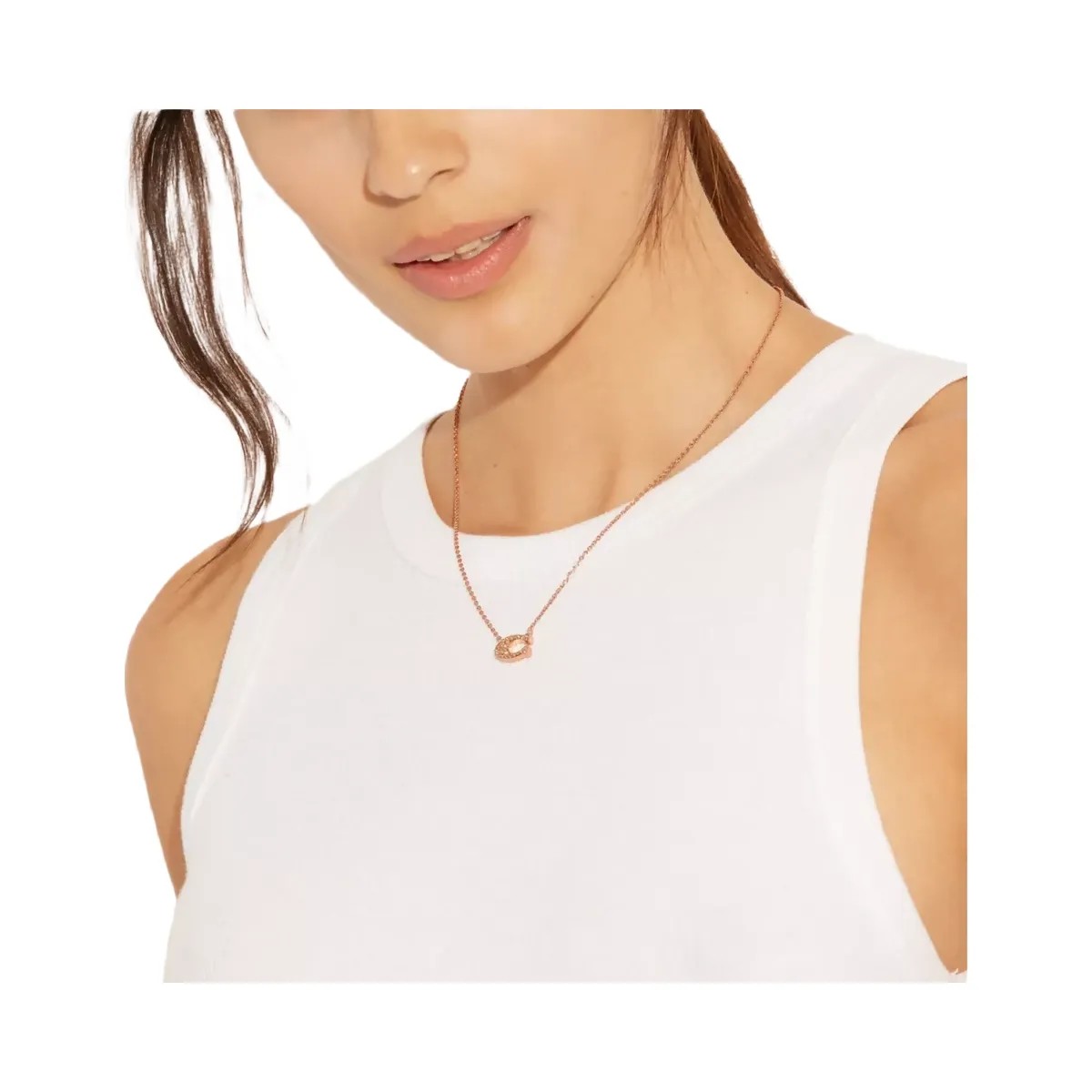Coach Pave Signature Necklace in Rose Gold - HypeFly India View 3