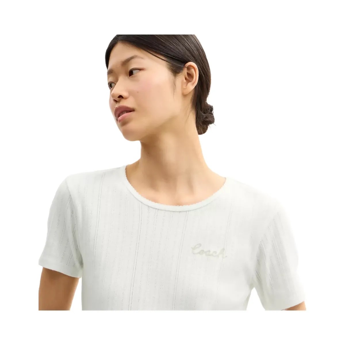 Coach Pointelle T-Shirt in Off White - HypeFly India View 4