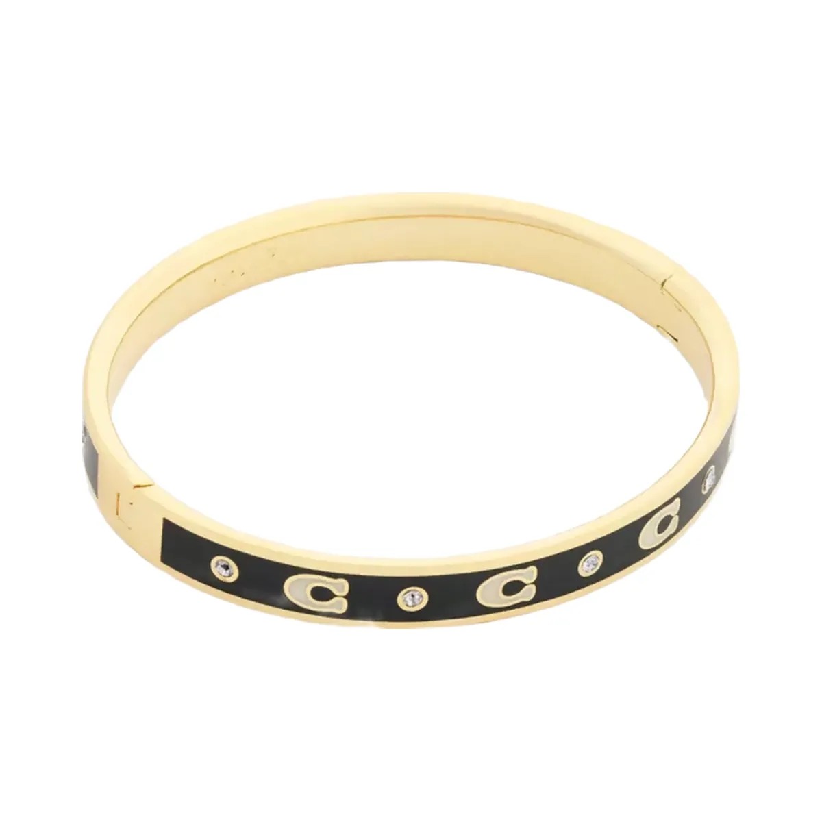 Coach Repeated C Hinged Bangle in Gold Black - HypeFly India View 1