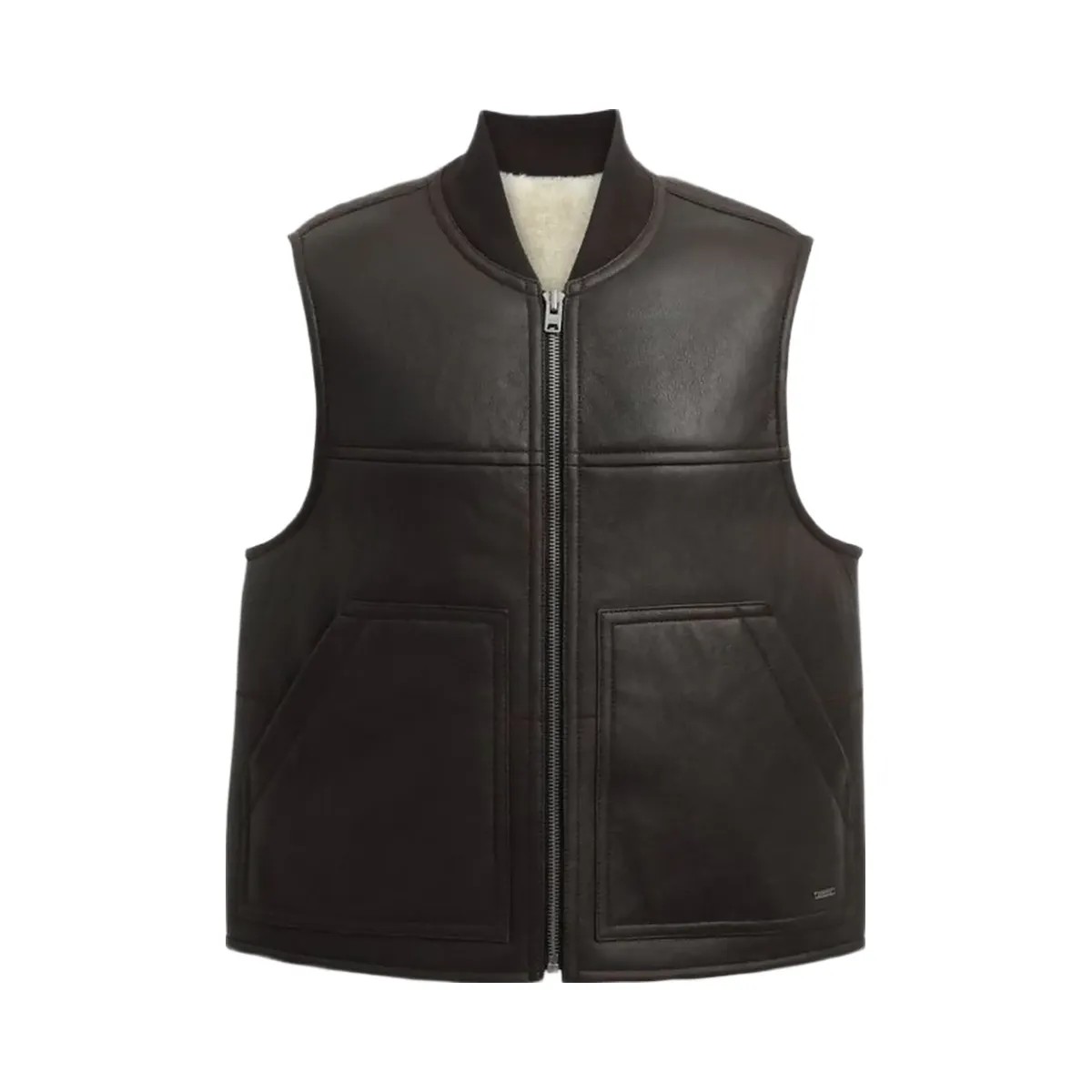Coach Reversible Shearling Vest Smoked Wood - HypeFly India View 1