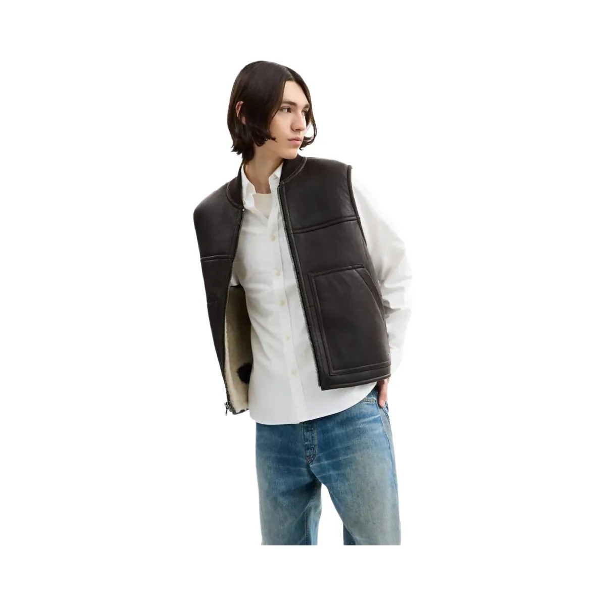 Coach Reversible Shearling Vest Smoked Wood - HypeFly India View 2
