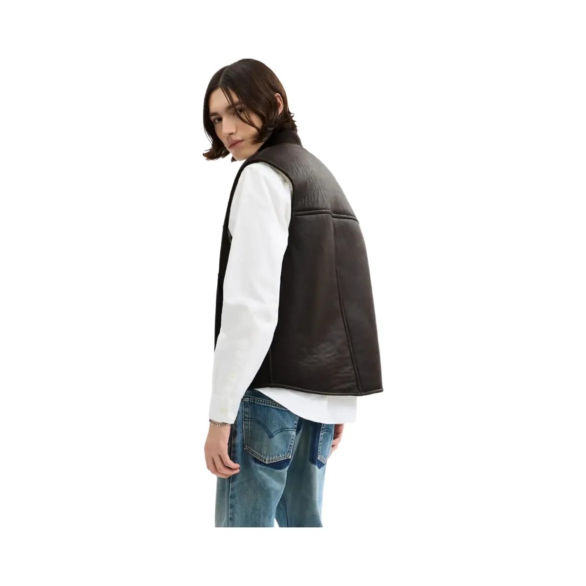 Coach Reversible Shearling Vest Smoked Wood - HypeFly India View 3