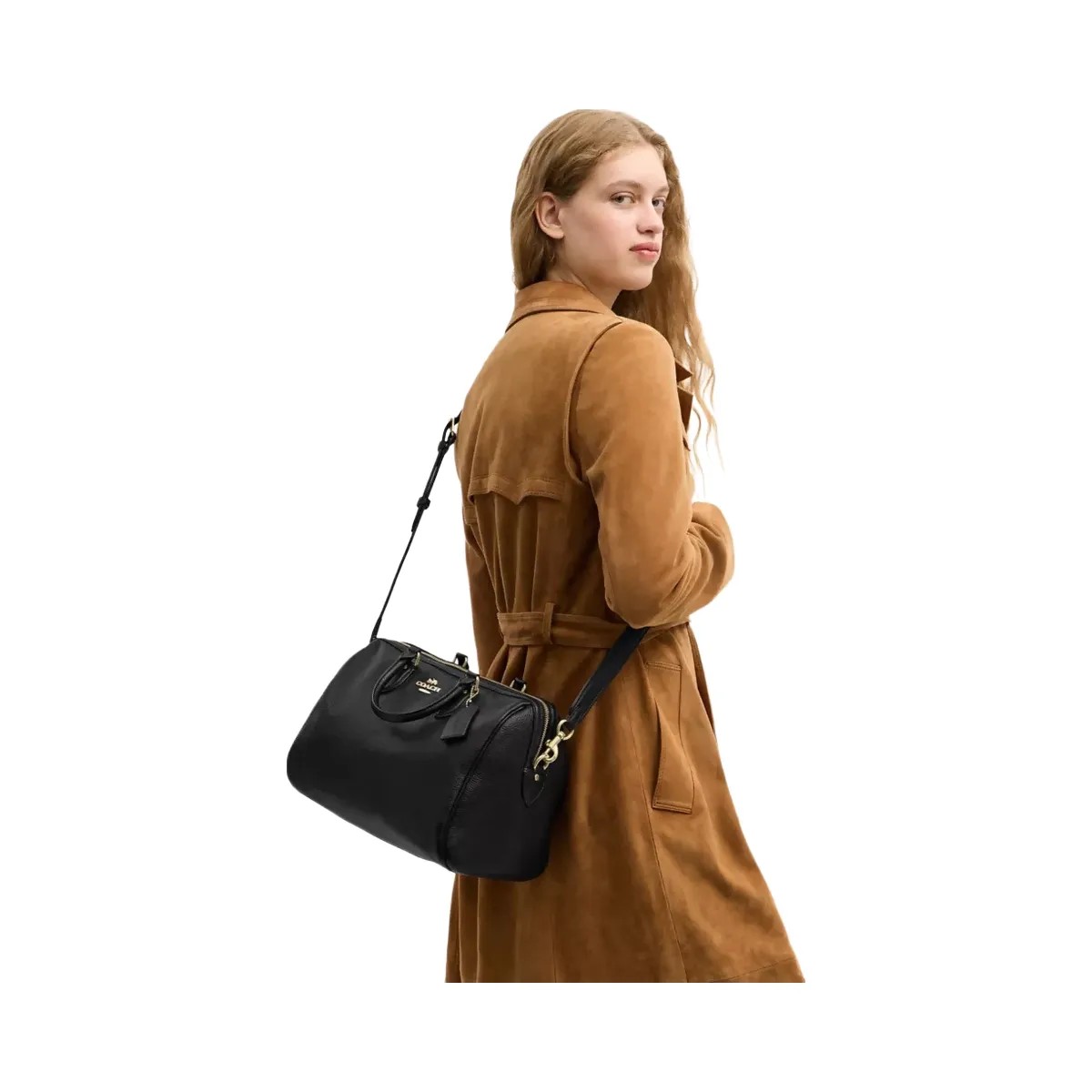 Coach Rowan Large Satchel Bag in Gold Black - HypeFly India View 5