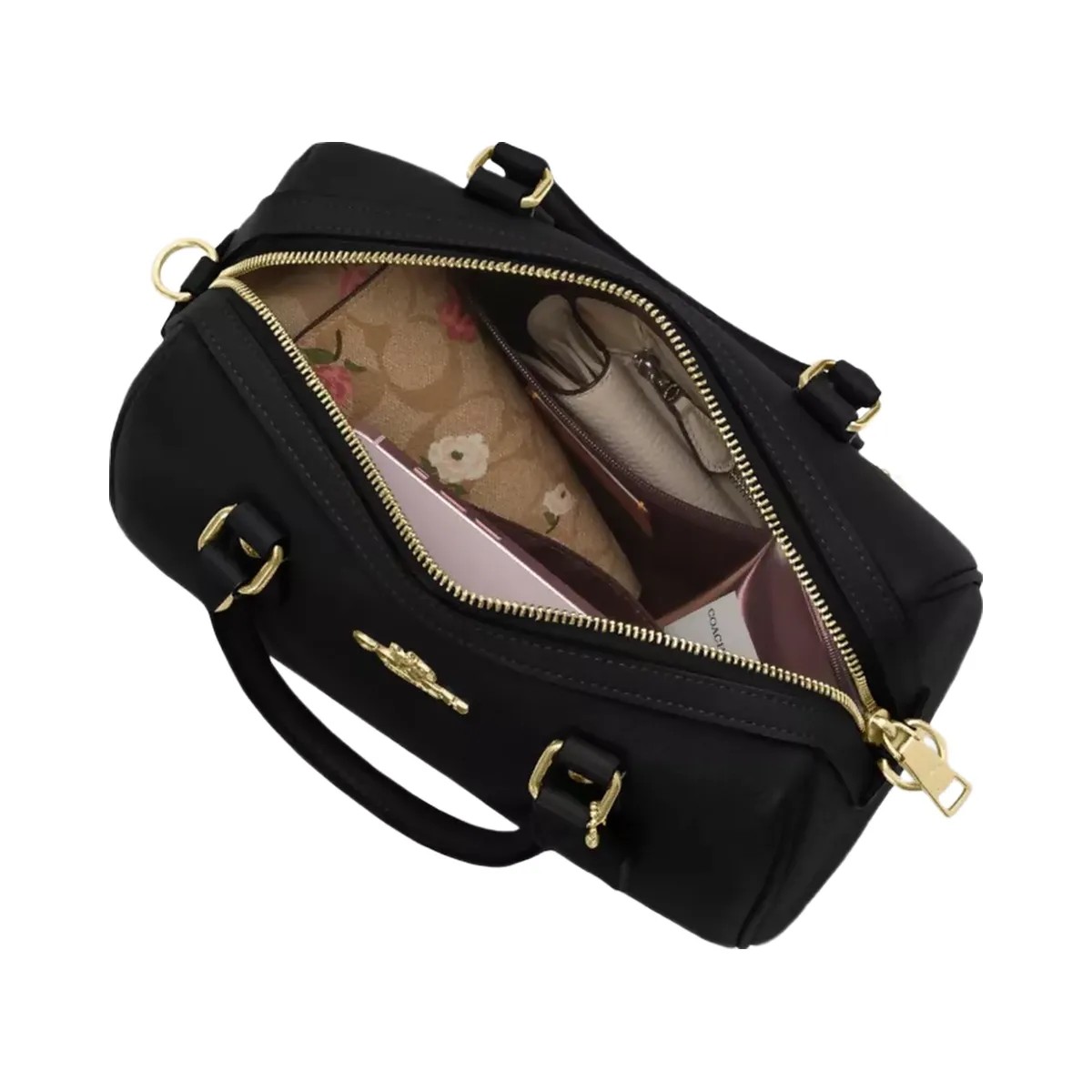 Coach Rowan Satchel Bag in Gold Black - HypeFly India View 3