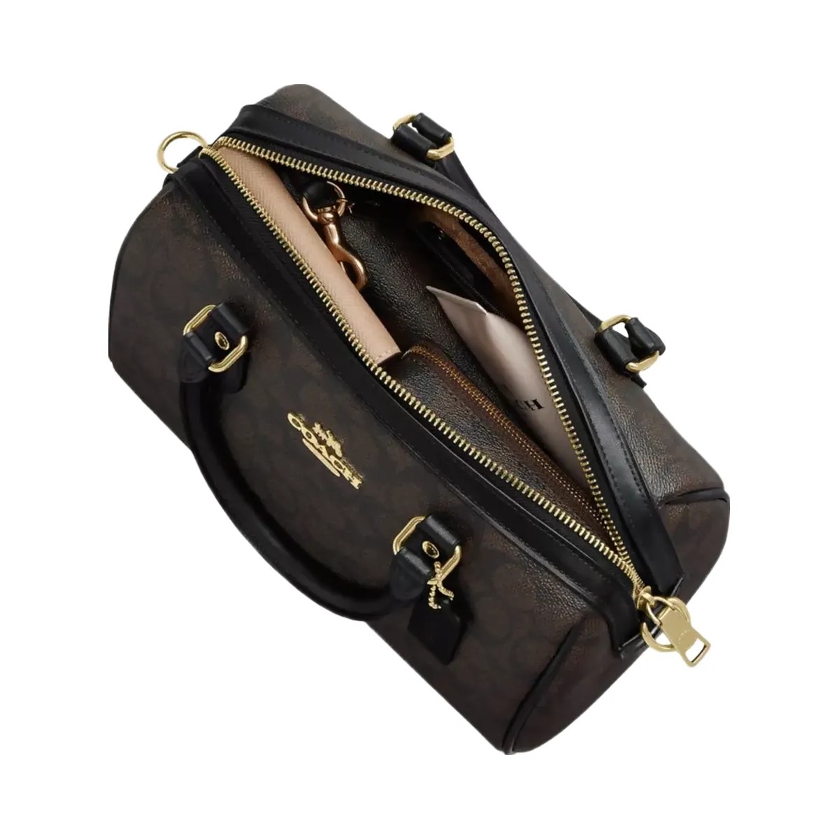 Coach Rowan Satchel Bag in Gold Ivory - HypeFly India View 3