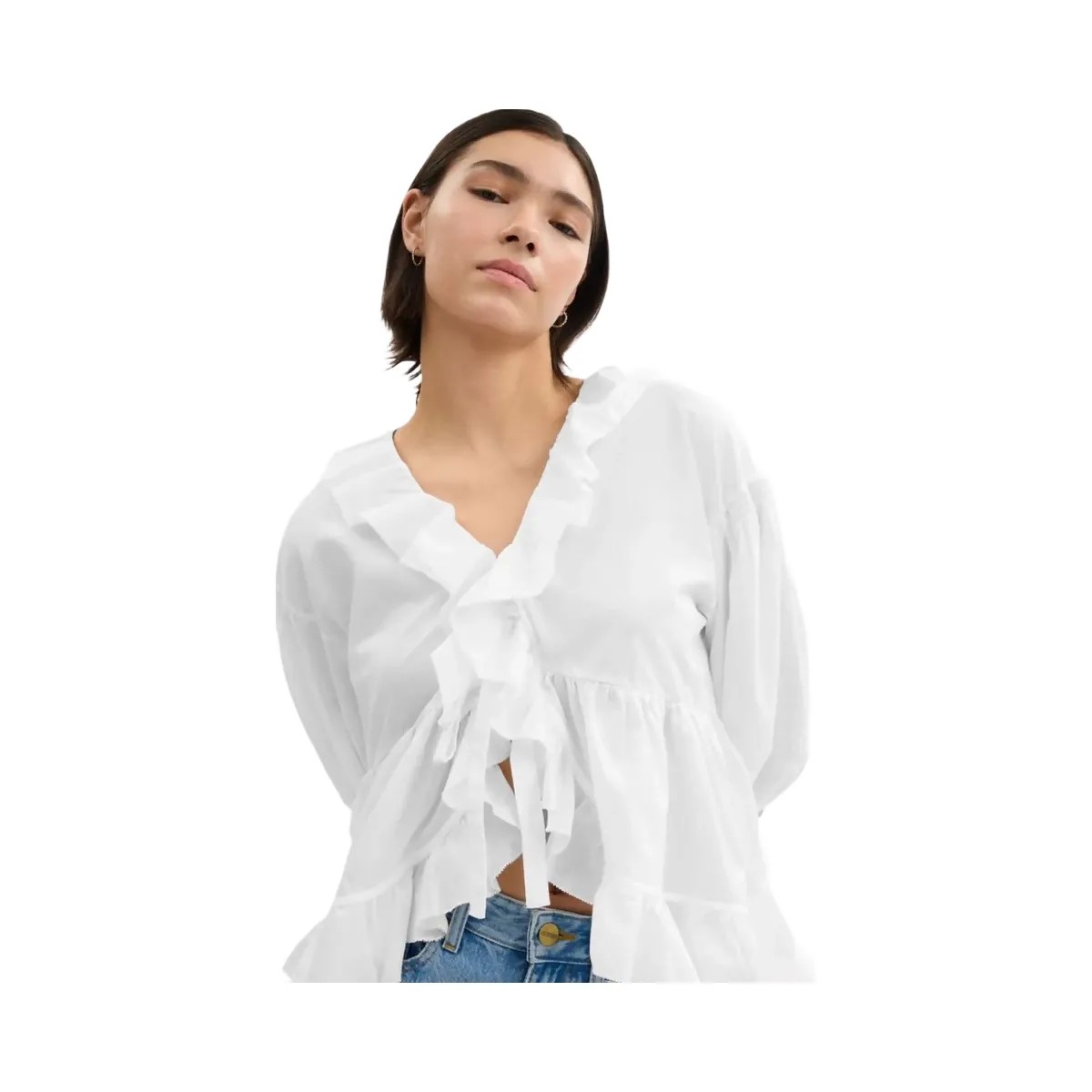 Coach Ruffle Blouse White - HypeFly India View 4