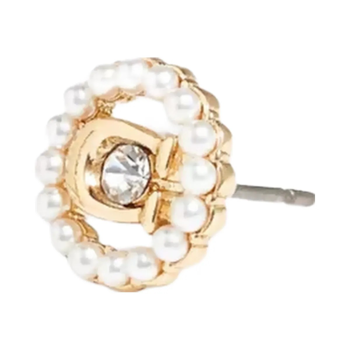 Coach Sculpted C Pearl Stud Earrings in Gold - HypeFly India View 1
