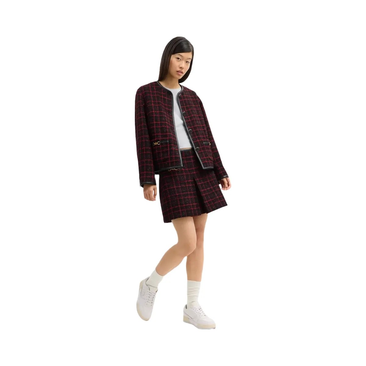 Coach Sculpted C Tweed Jacket in Red Black - HypeFly India View 2