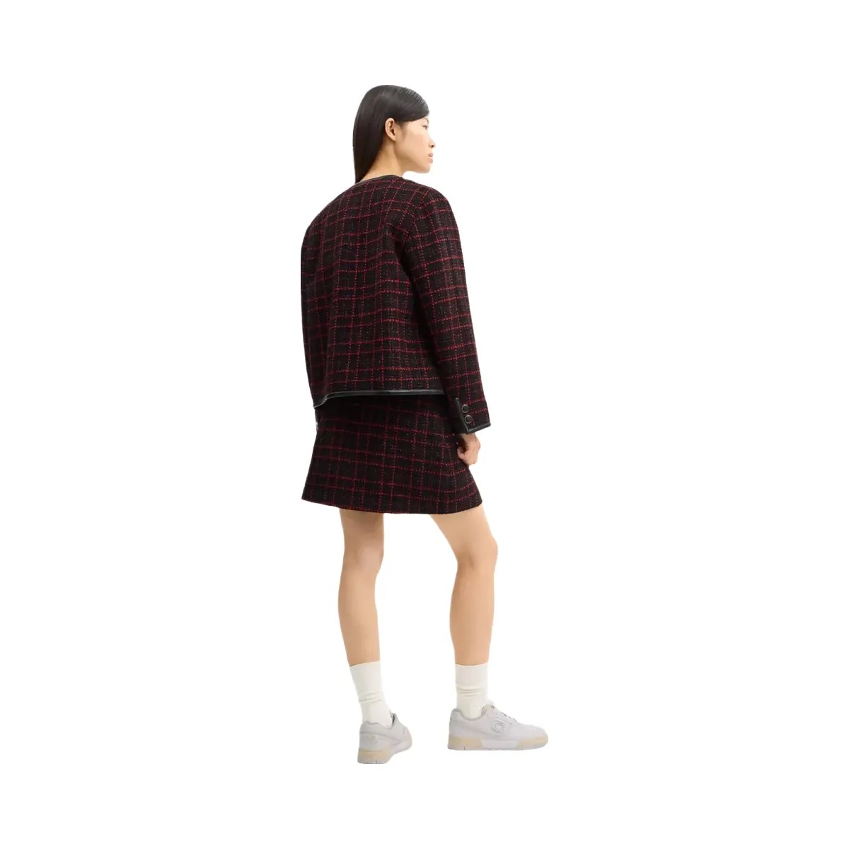Coach Sculpted C Tweed Jacket in Red Black - HypeFly India View 3