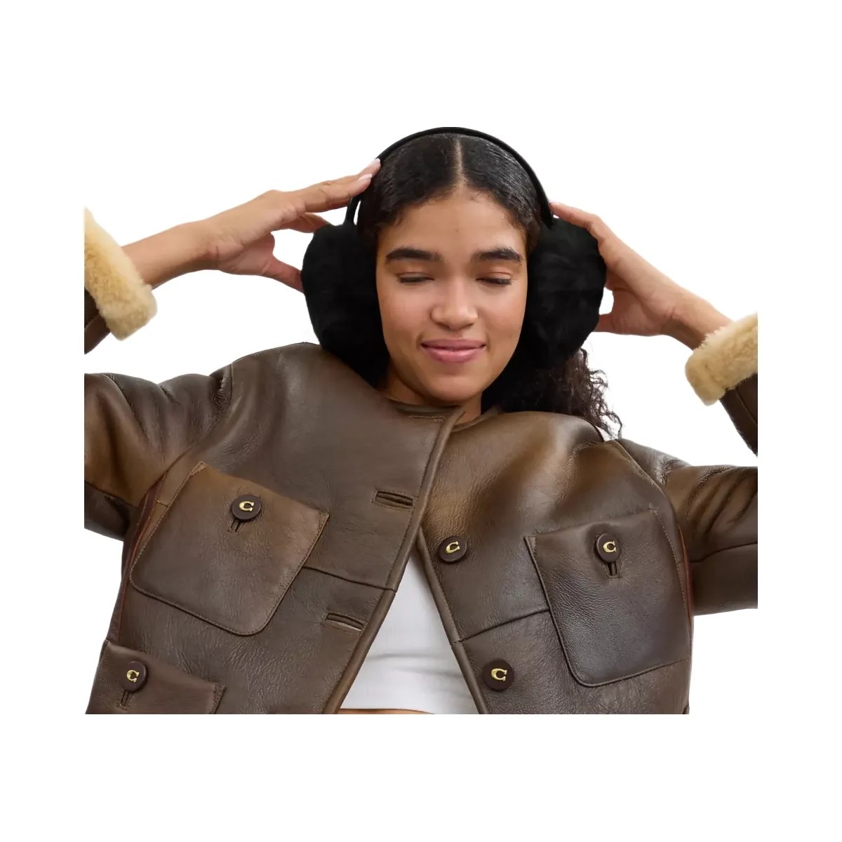Coach Shearling Earmuffs in Black - HypeFly India View 2