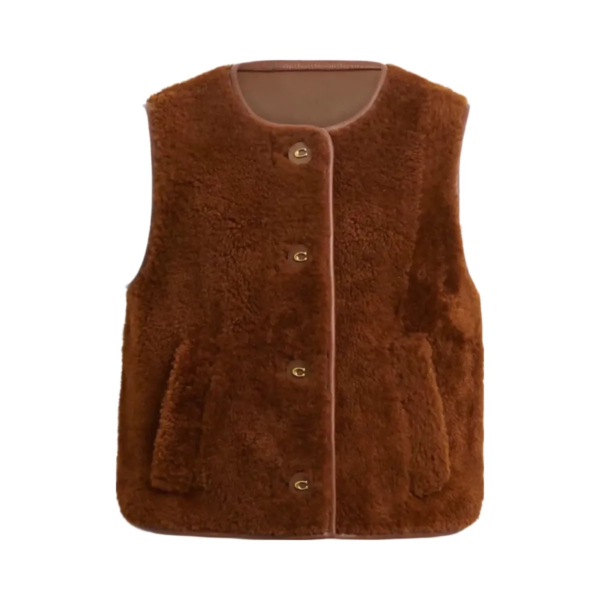 Coach Shearling Vest in Brown - HypeFly India View 1