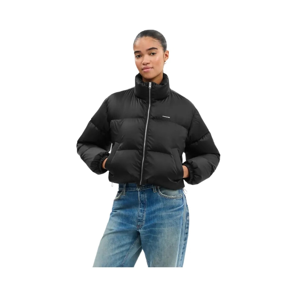 Coach Short Cropped Puffer Jacket Black - HypeFly India View 2