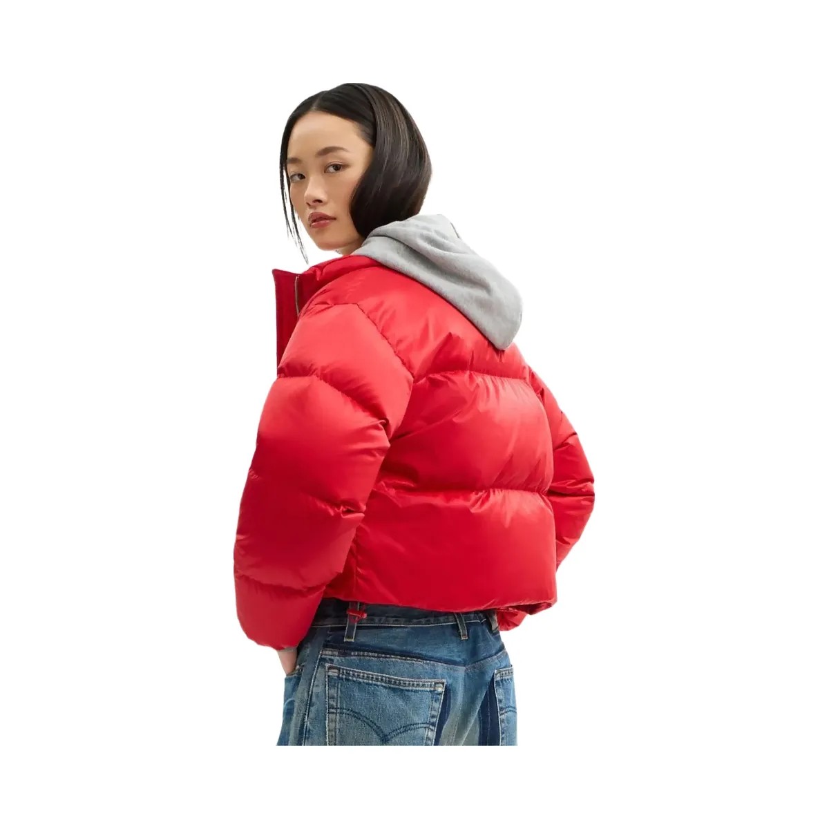 Coach Short Cropped Puffer Jacket Red - HypeFly India View 3