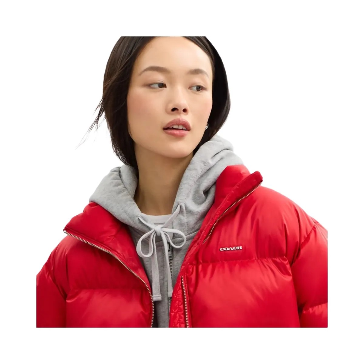 Coach Short Cropped Puffer Jacket Red - HypeFly India View 4
