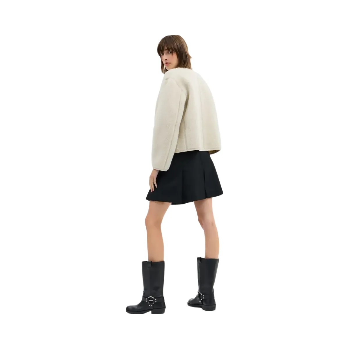 Coach Short Sherpa Cardi Jacket Natural - HypeFly India View 3