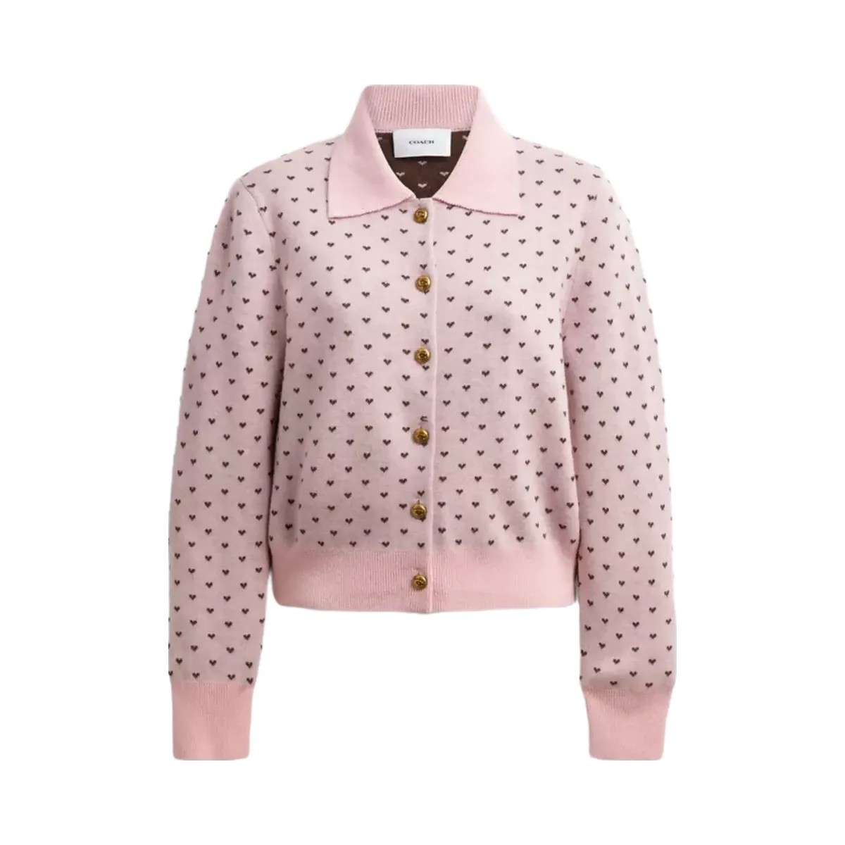 Coach Shrunken Heart Cardigan in Pink - HypeFly India View 1