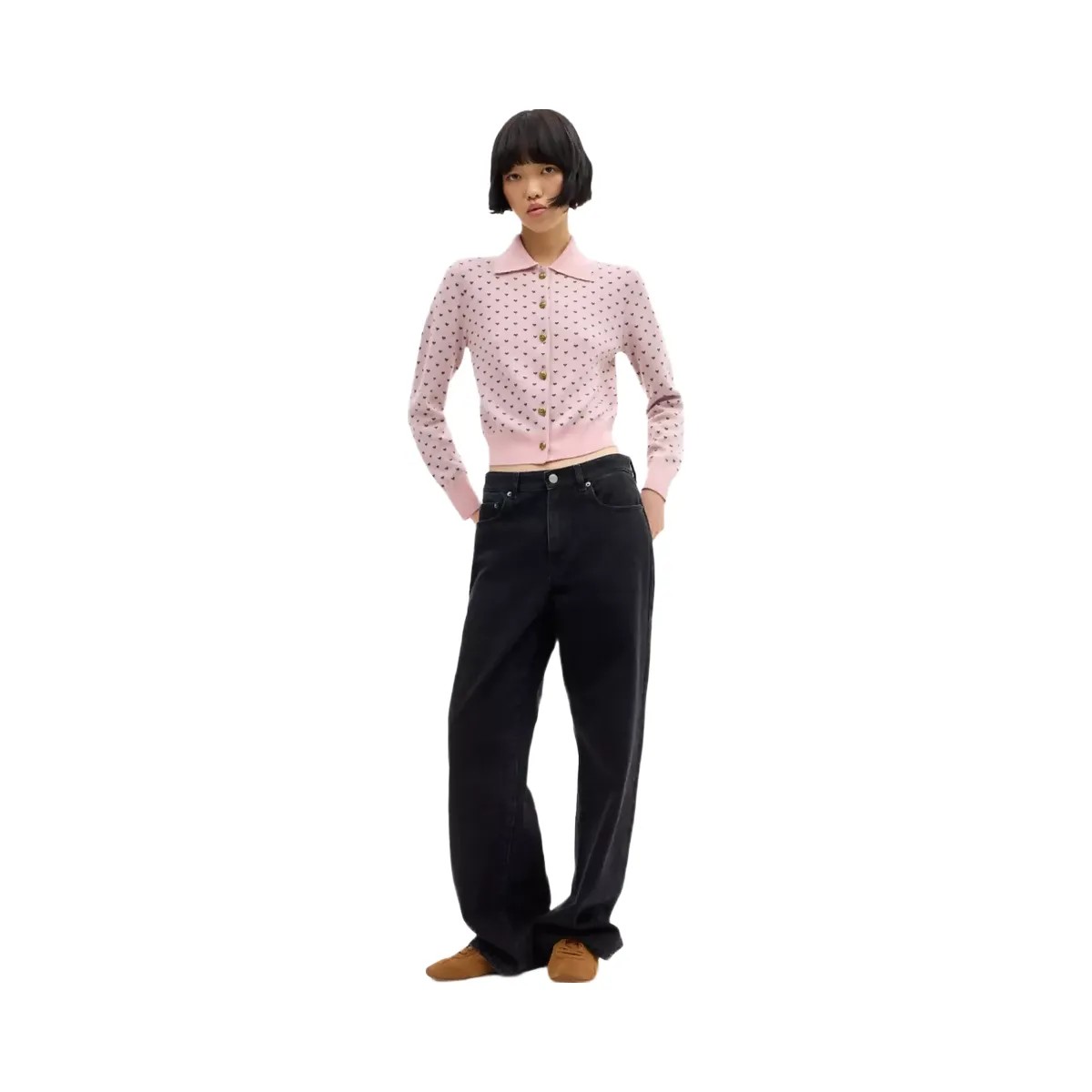Coach Shrunken Heart Cardigan in Pink - HypeFly India View 2