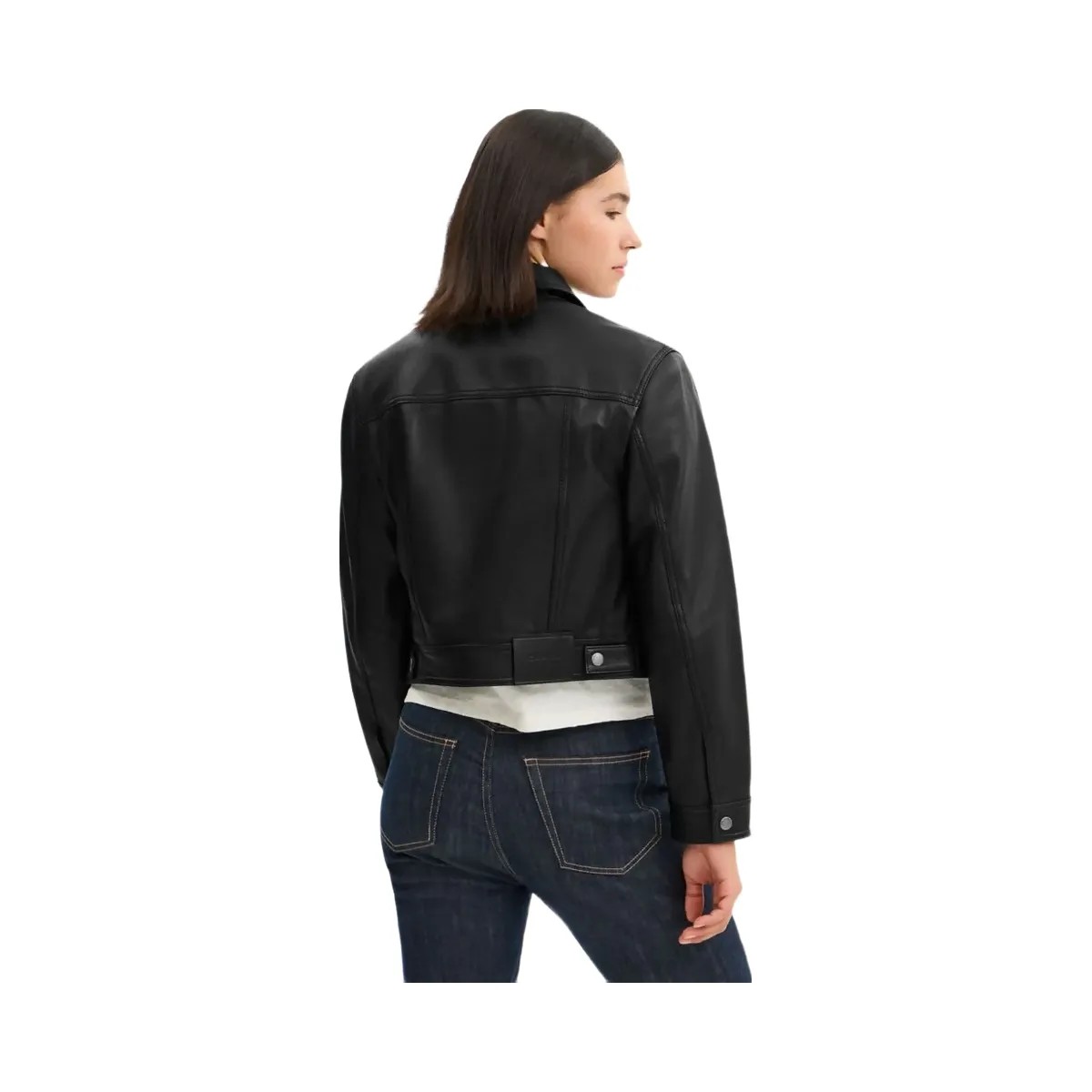 Coach Shrunken Leather Trucker Jacket Black - HypeFly India View 3