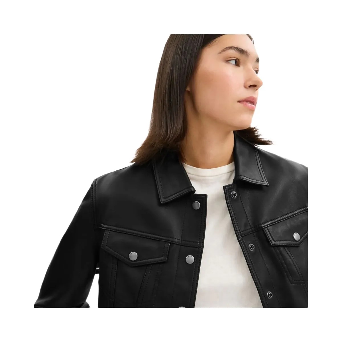 Coach Shrunken Leather Trucker Jacket Black - HypeFly India View 4