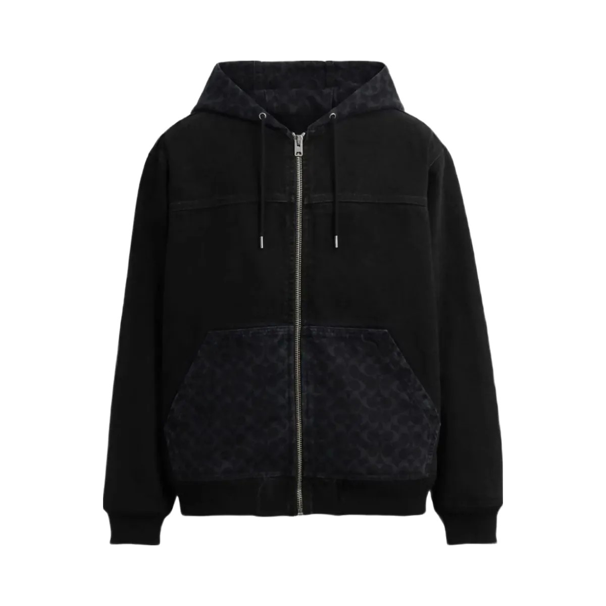 Coach Signature Denim Zip Jacket Black Wash - HypeFly India View 1