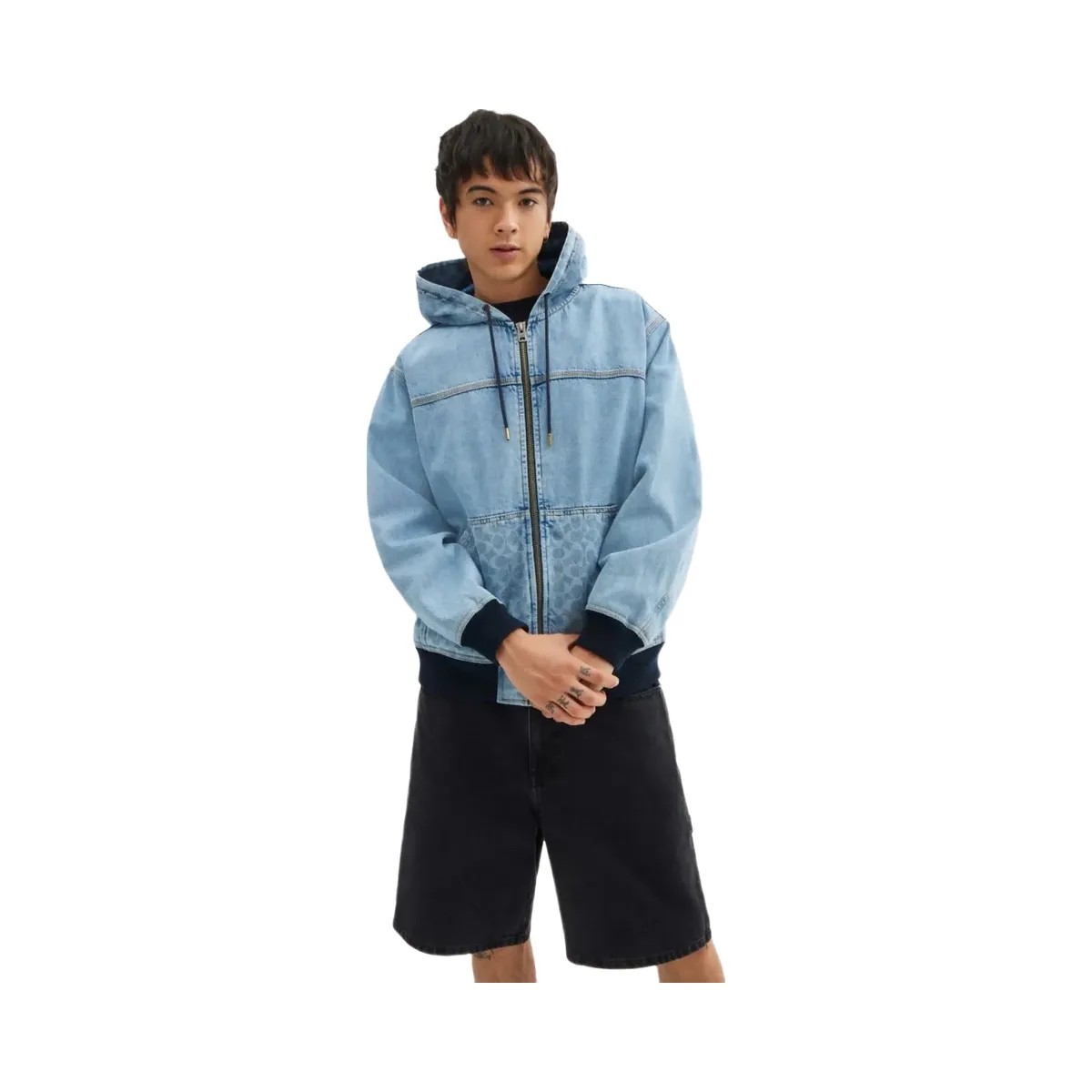 Coach Signature Denim Zip Jacket Light Wash - HypeFly India View 4