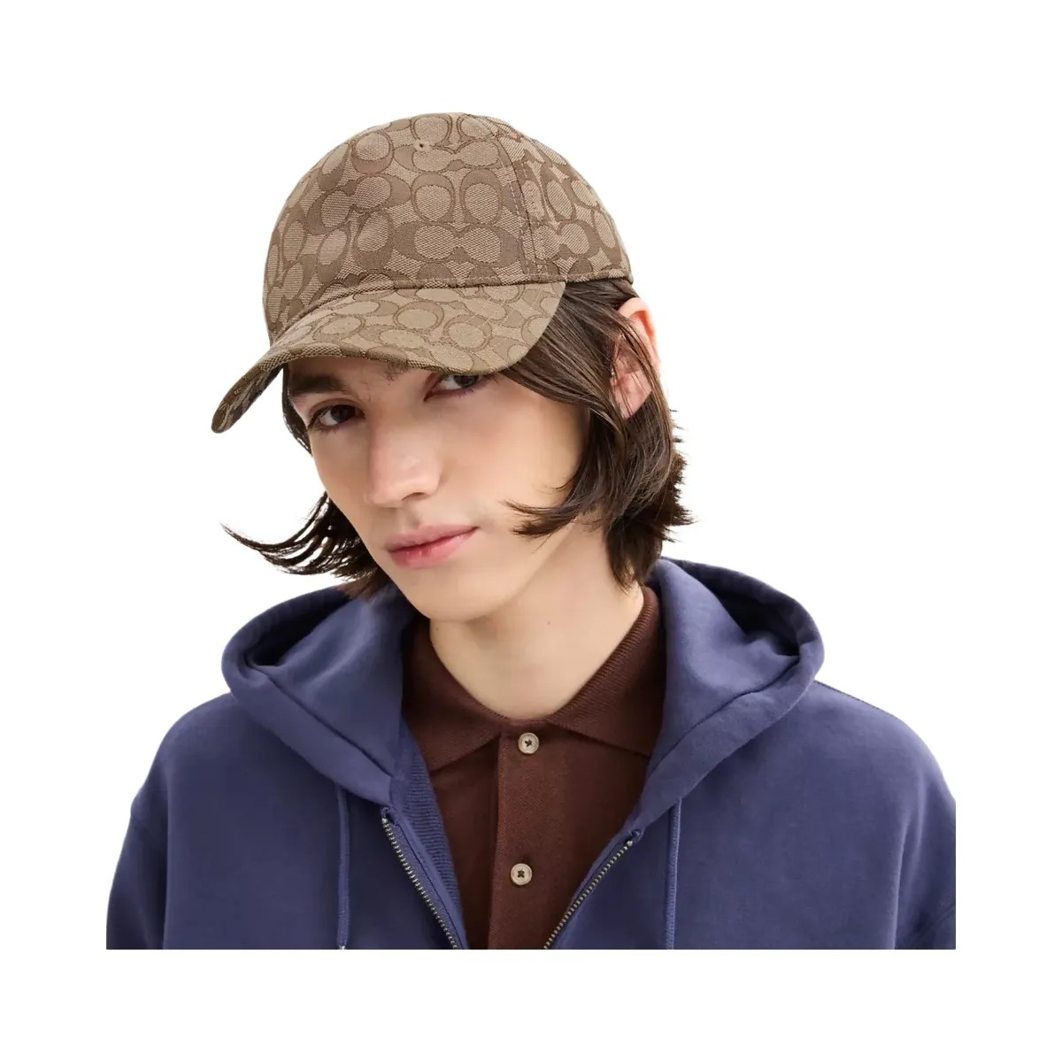 Coach Signature Jacquard Baseball Hat in Tan - HypeFly India View 3
