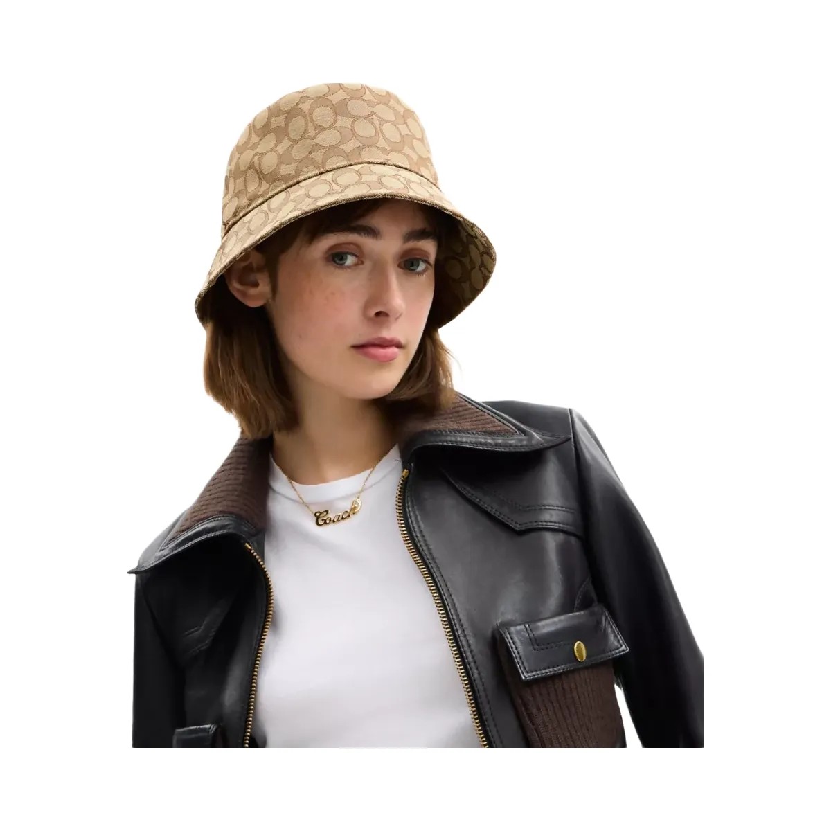 Coach Signature Jacquard Bucket Hat in Tan - HypeFly India View 2