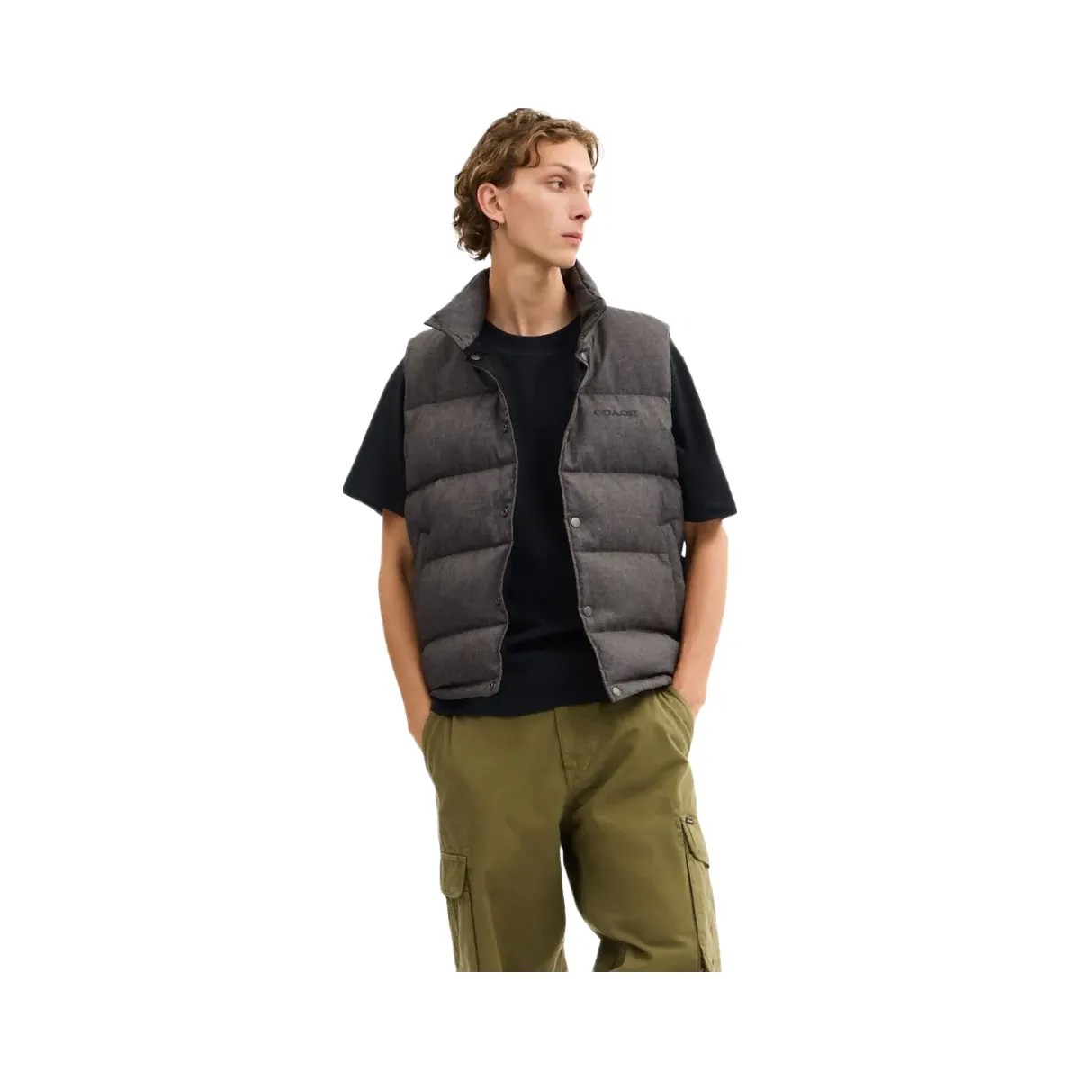 Coach Solid Down Vest Dark Heather Grey - HypeFly India View 2