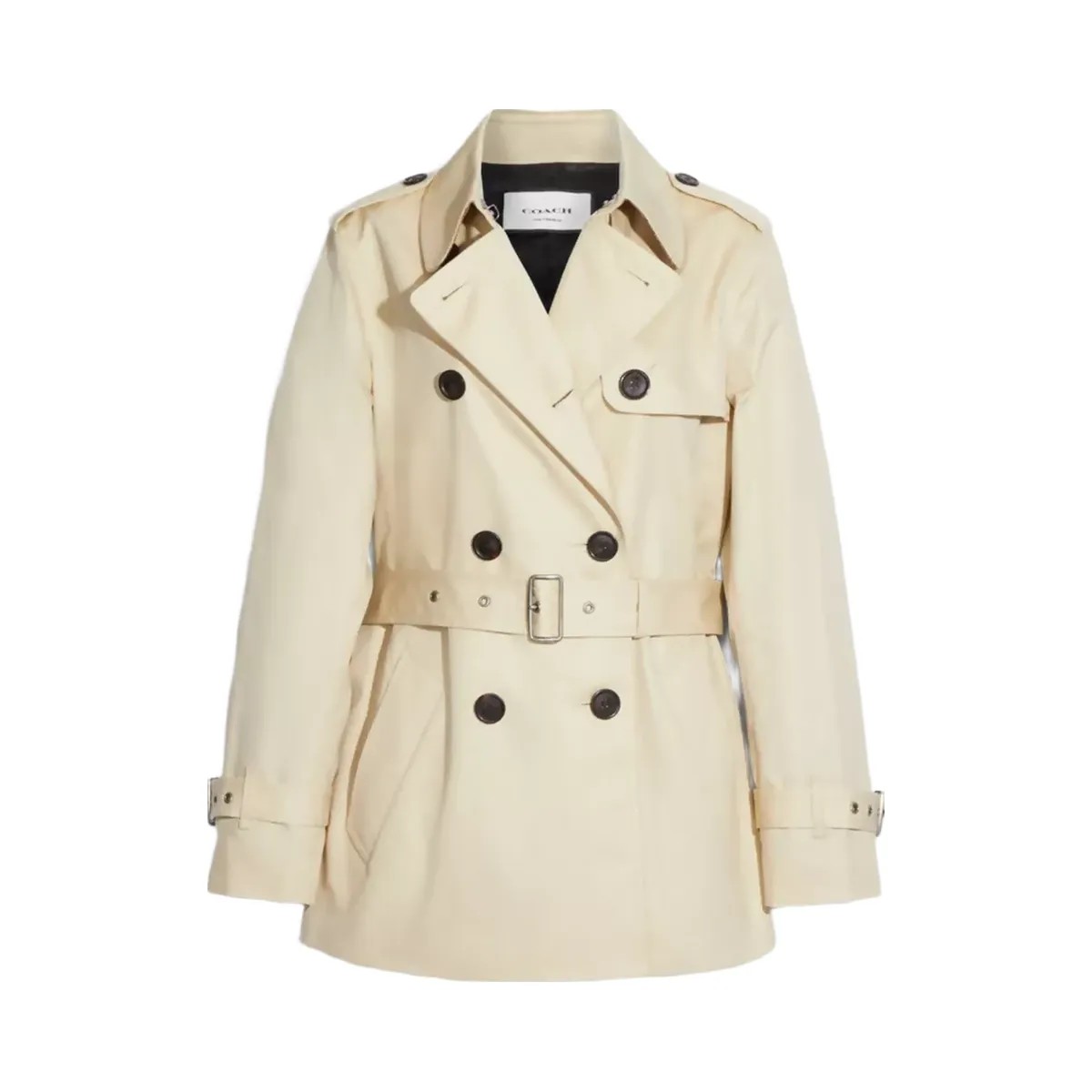 Coach Solid Short Trench Coat in Bone - HypeFly India View 1