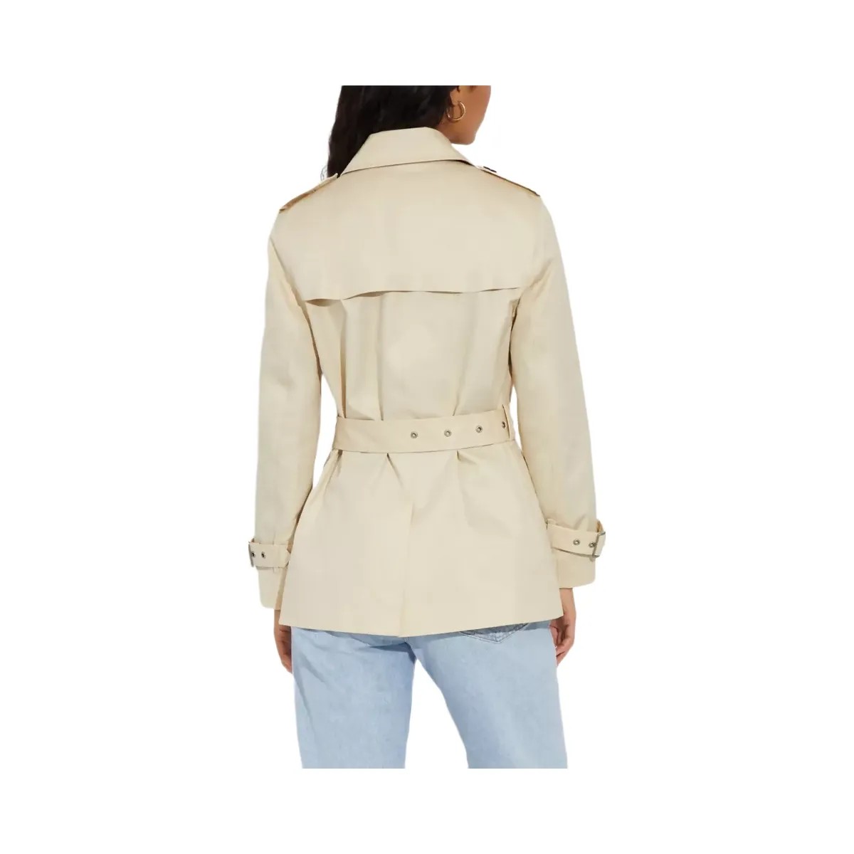Coach Solid Short Trench Coat in Bone - HypeFly India View 3