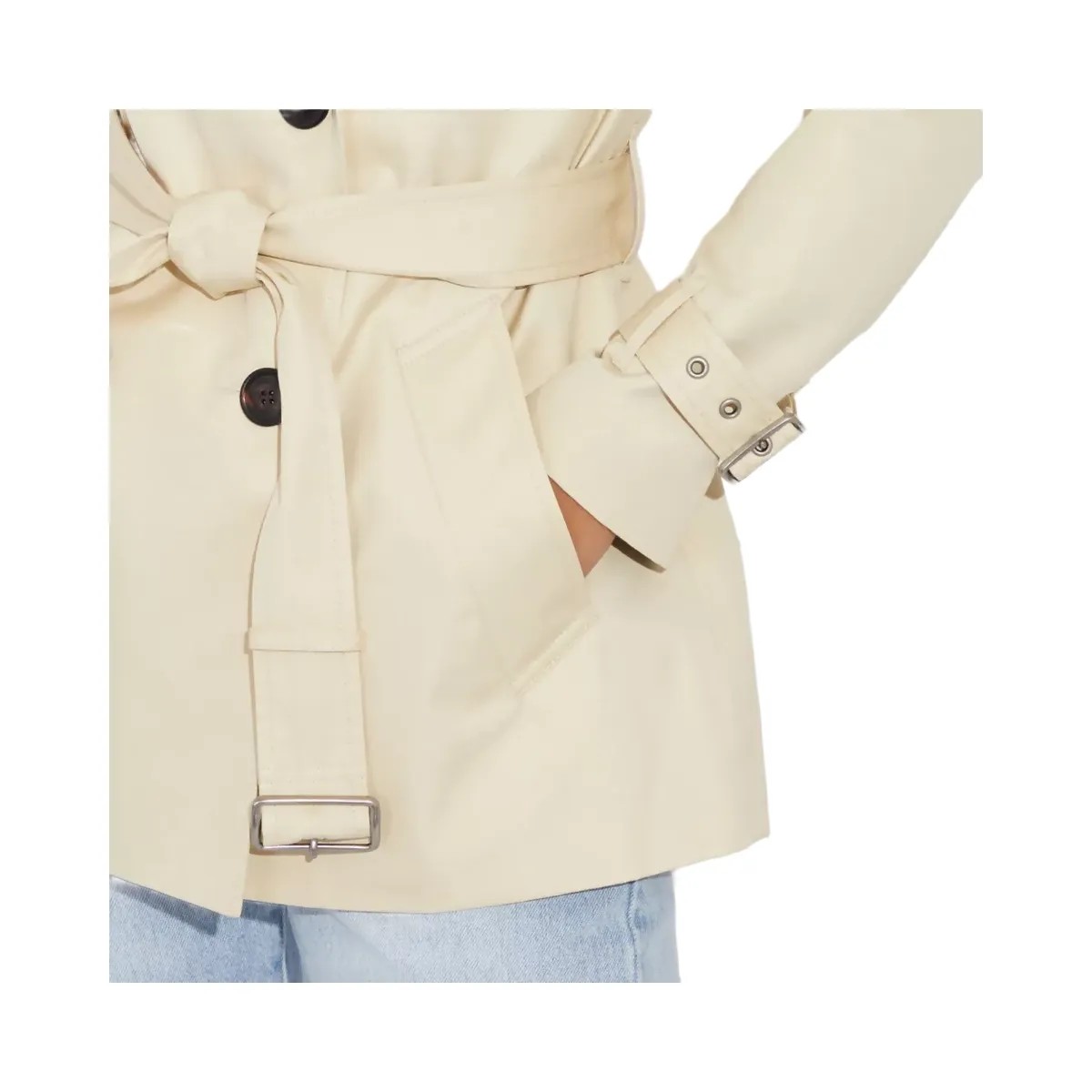 Coach Solid Short Trench Coat in Bone - HypeFly India View 4