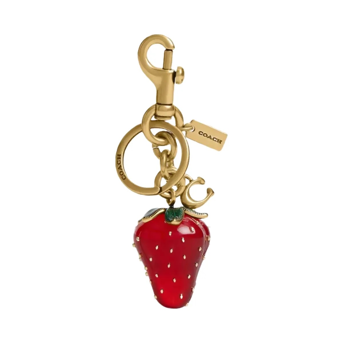 Coach Strawberry Bag Charm in Brass Red - HypeFly India View 1
