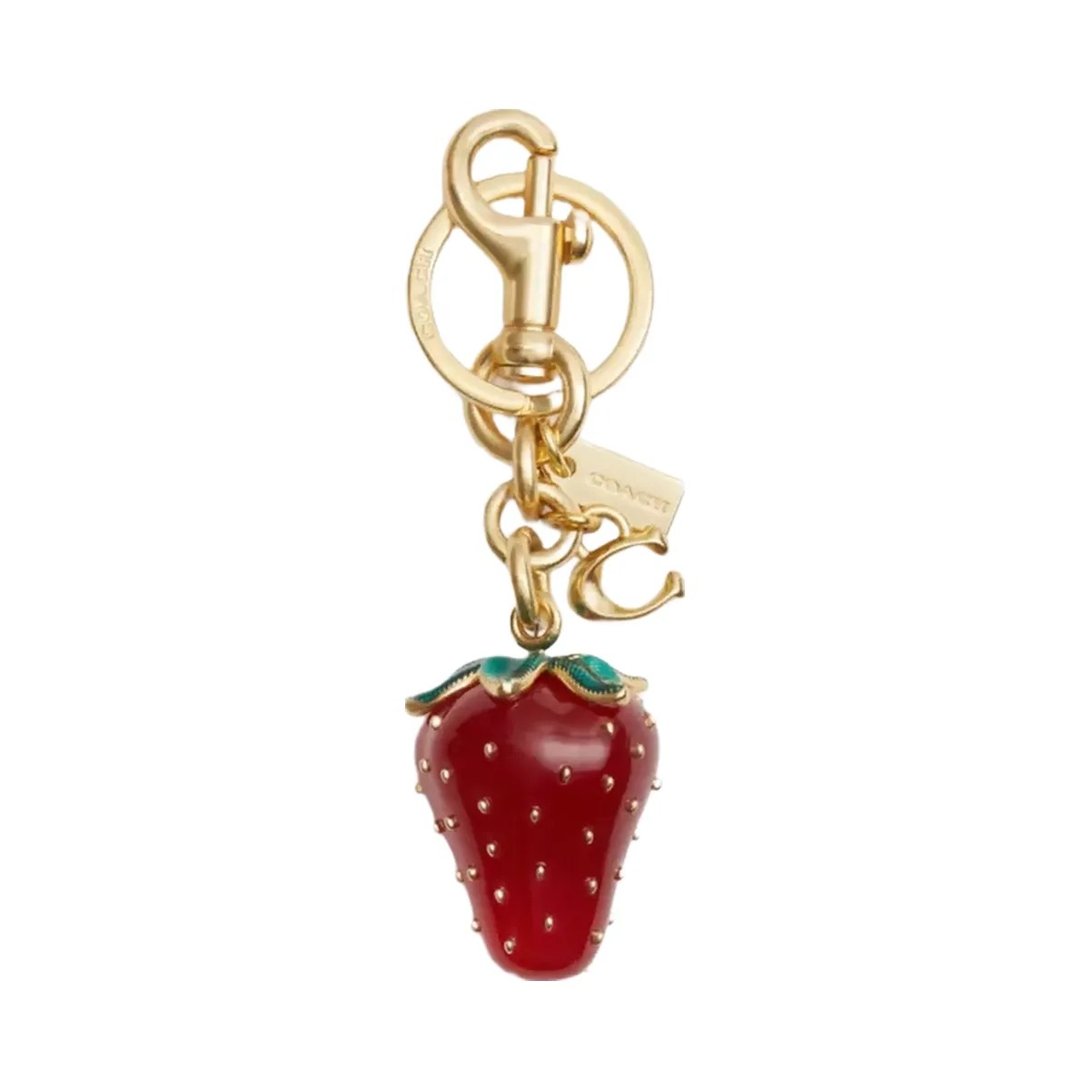 Coach Strawberry Bag Charm in Gold Bold Red - HypeFly India View 1
