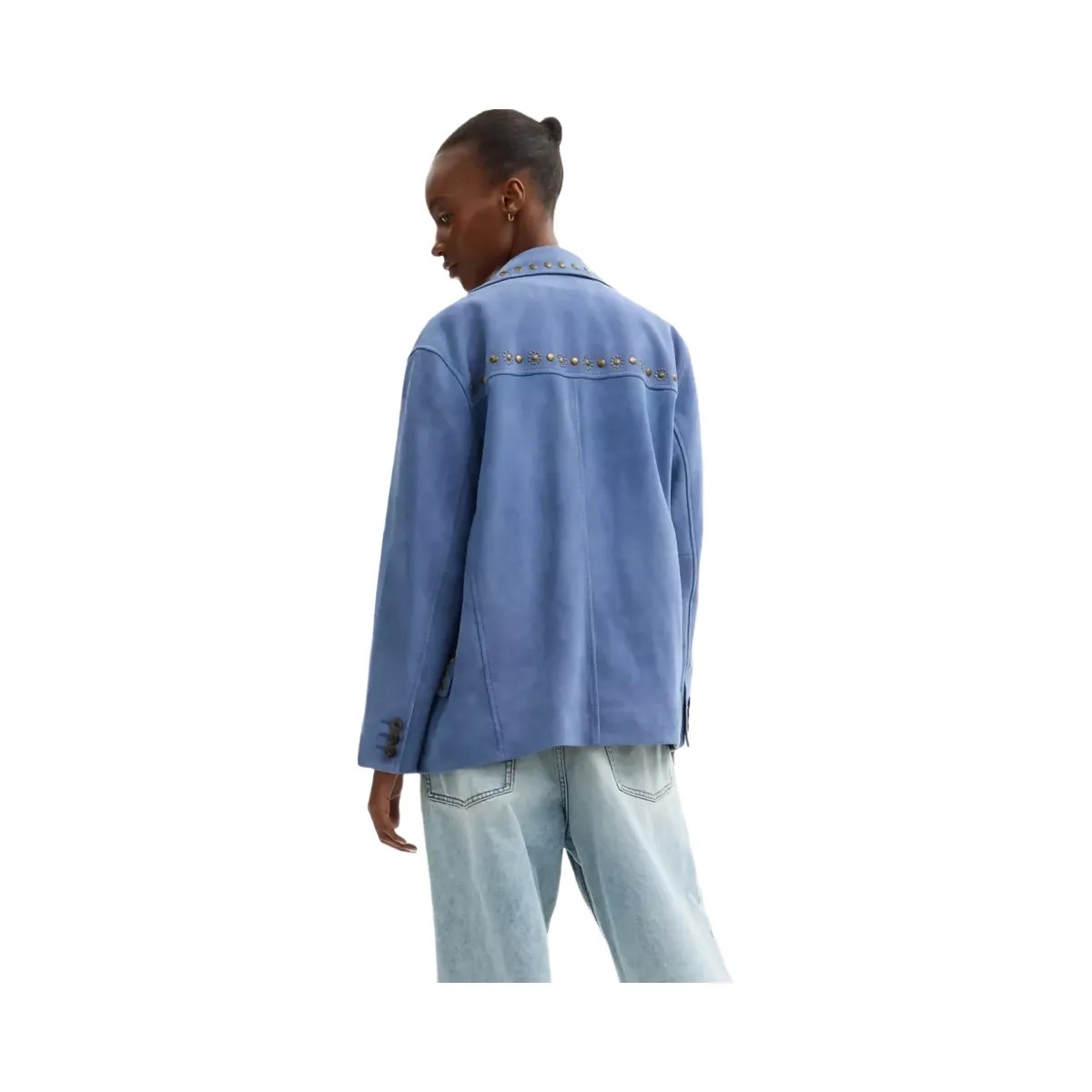 Coach Studded Suede Jacket in Blue - HypeFly India View 4