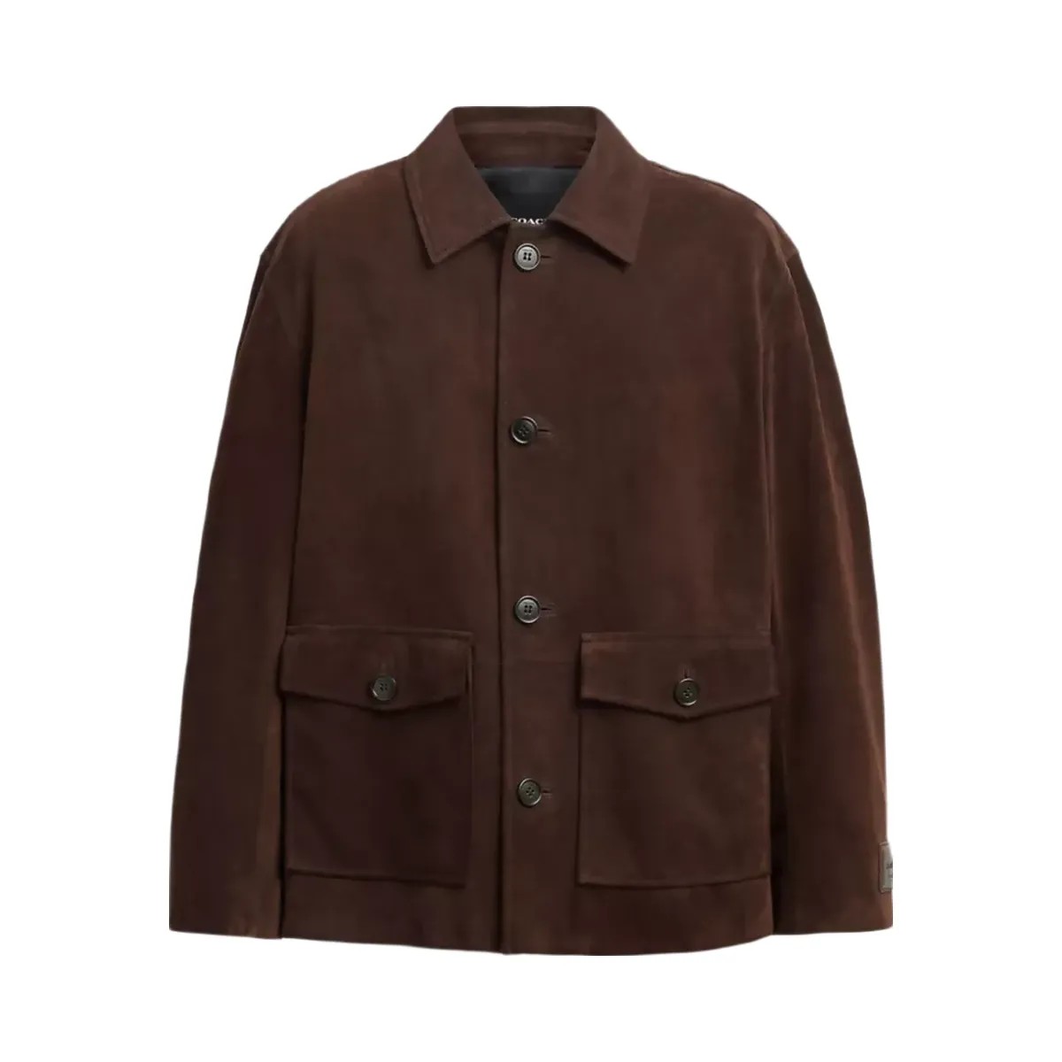 Coach Suede Shirt Jacket in Dark Brown - HypeFly India View 1