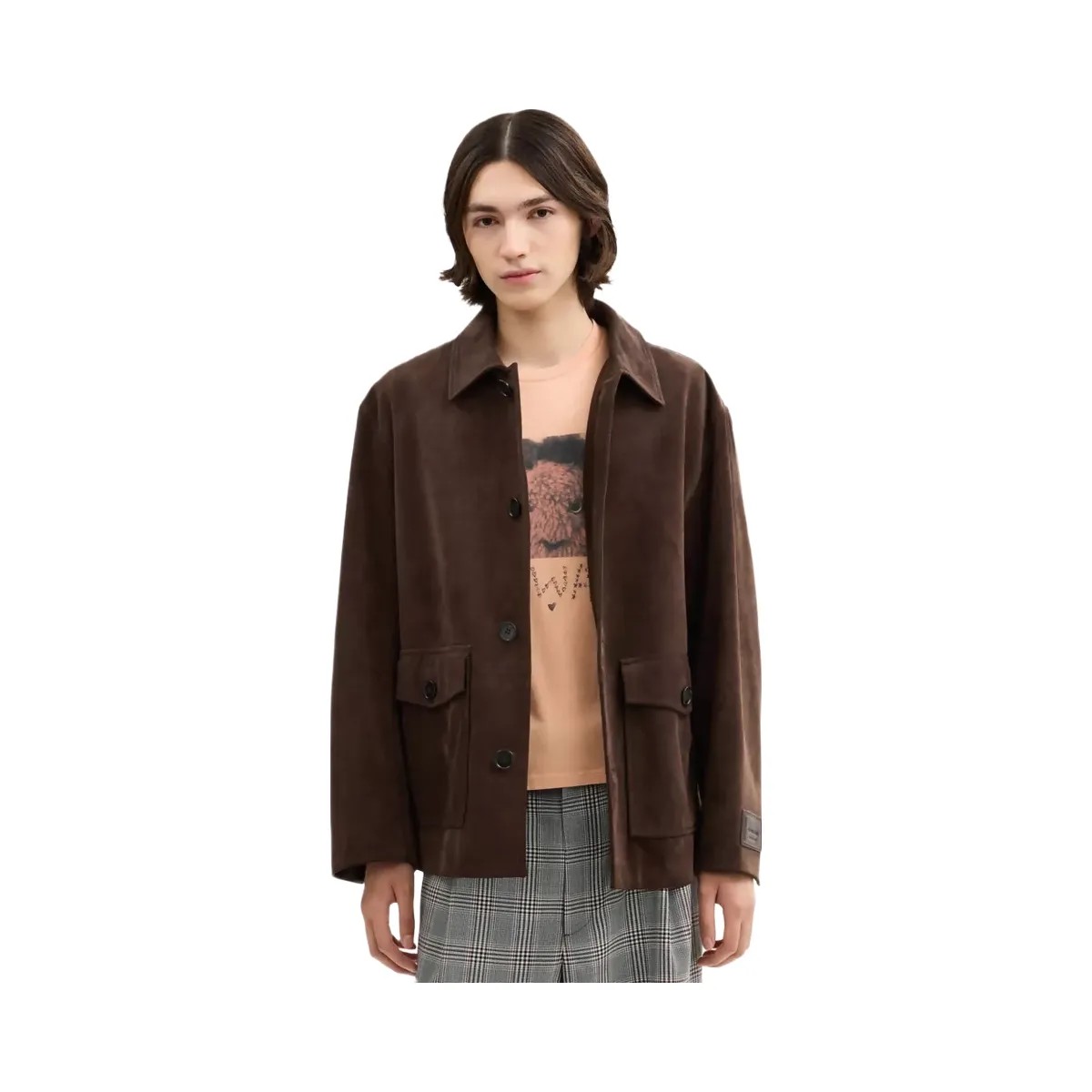 Coach Suede Shirt Jacket in Dark Brown - HypeFly India View 3