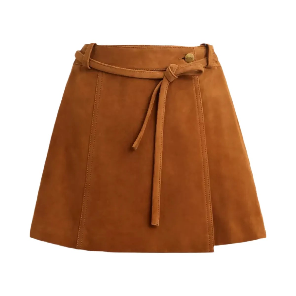 Coach Suede Skirt in Warm Brown - HypeFly India View 1