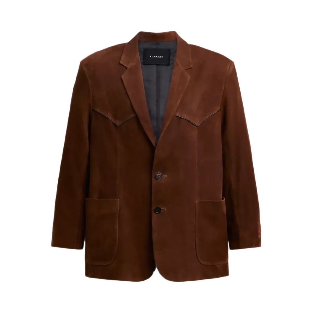 Coach Suede Western Blazer in Dark Brown - HypeFly India View 1