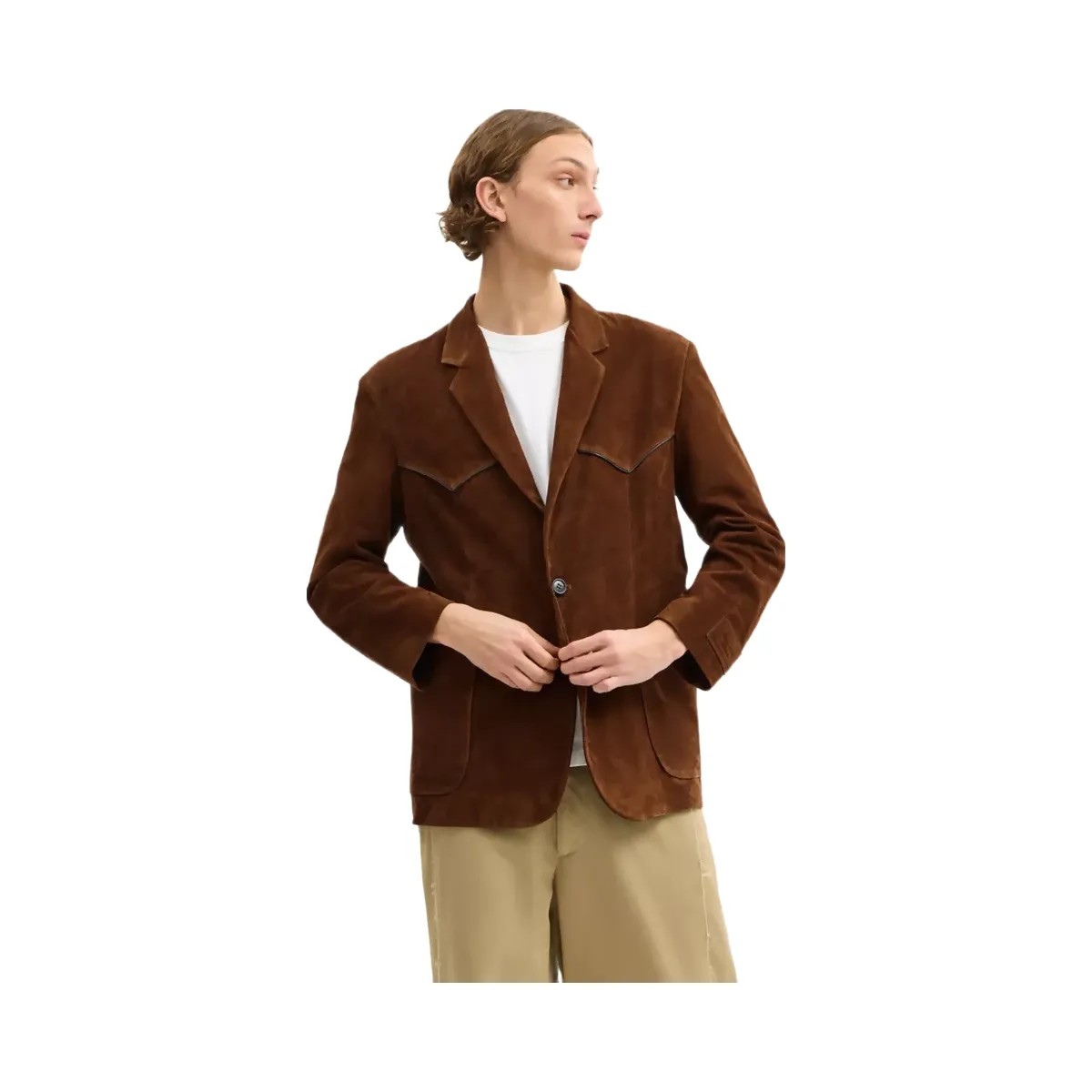 Coach Suede Western Blazer in Dark Brown - HypeFly India View 2