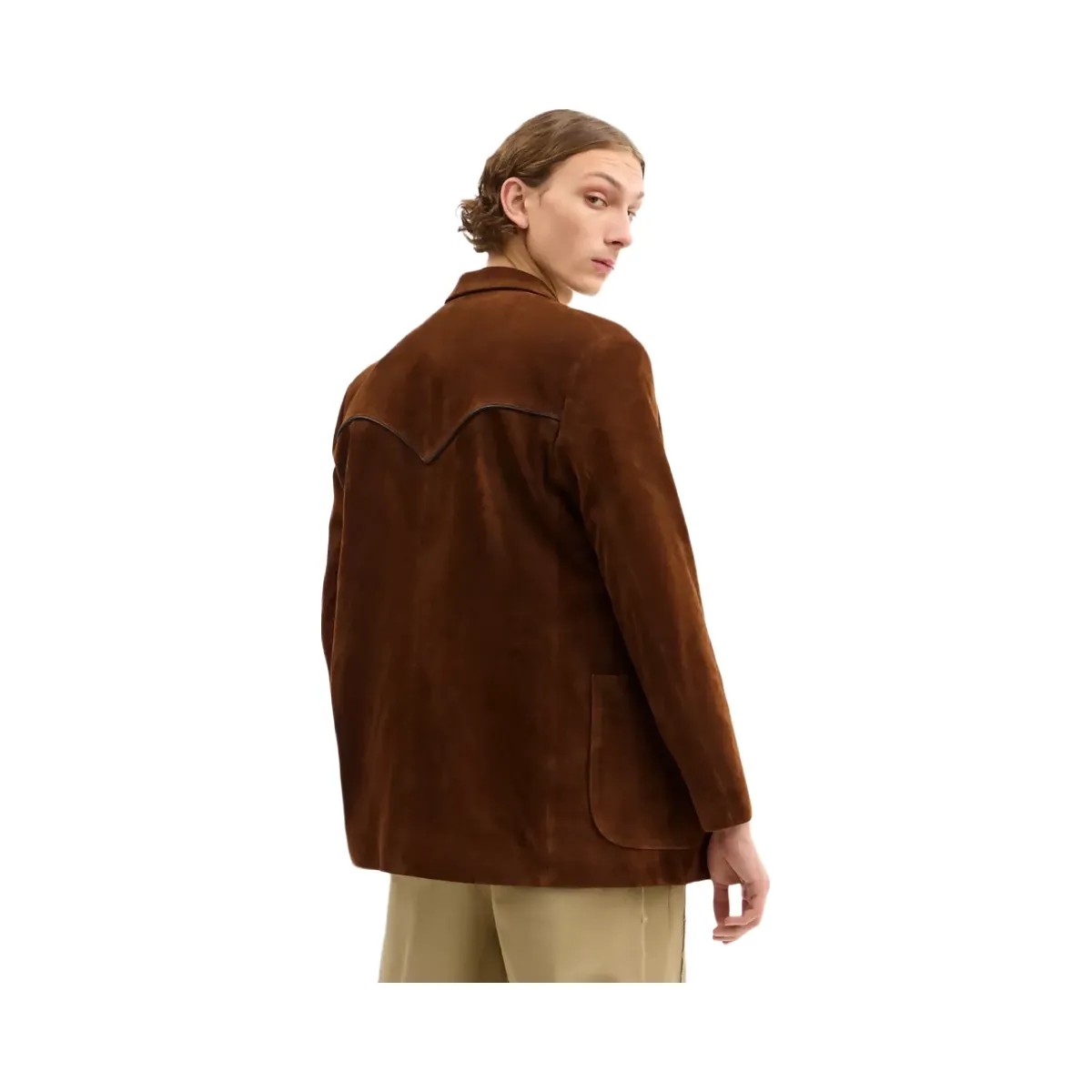 Coach Suede Western Blazer in Dark Brown - HypeFly India View 3