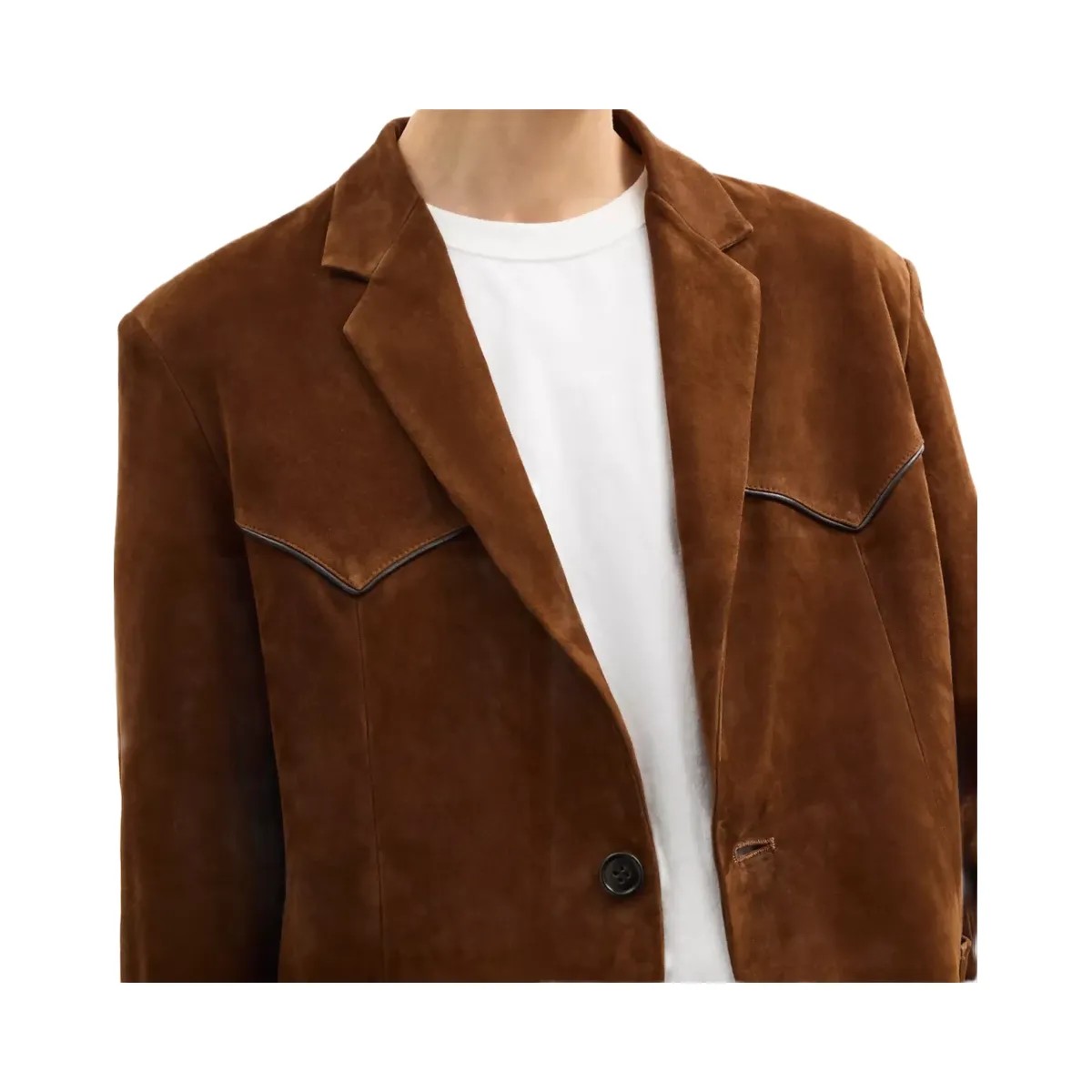 Coach Suede Western Blazer in Dark Brown - HypeFly India View 5